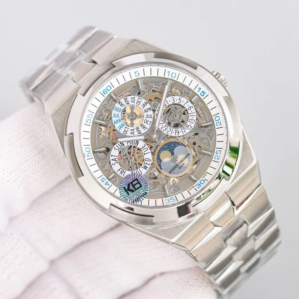 Fake Vacheron Constantin Replica Watch Overseas perpetual calendar ultra-thin skeleton Boutique Exclusive 41.5 MM WHITE GOLD 4300V/220G-B946(1:1 replica) - Top club