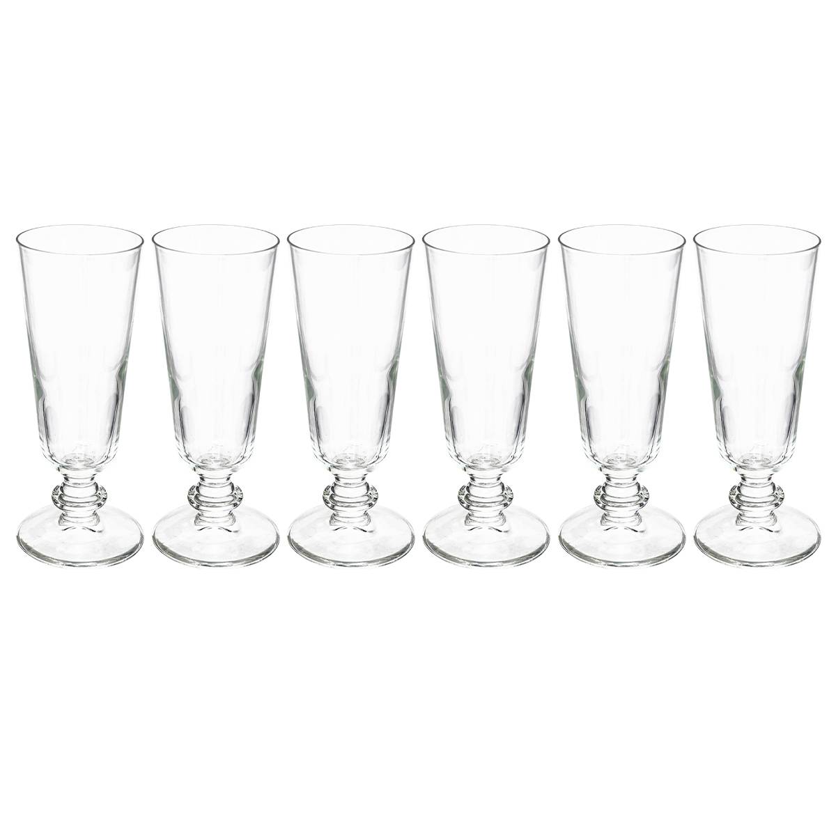 Set of 6 champagne flutes "Elena" 180 ml, Transparent