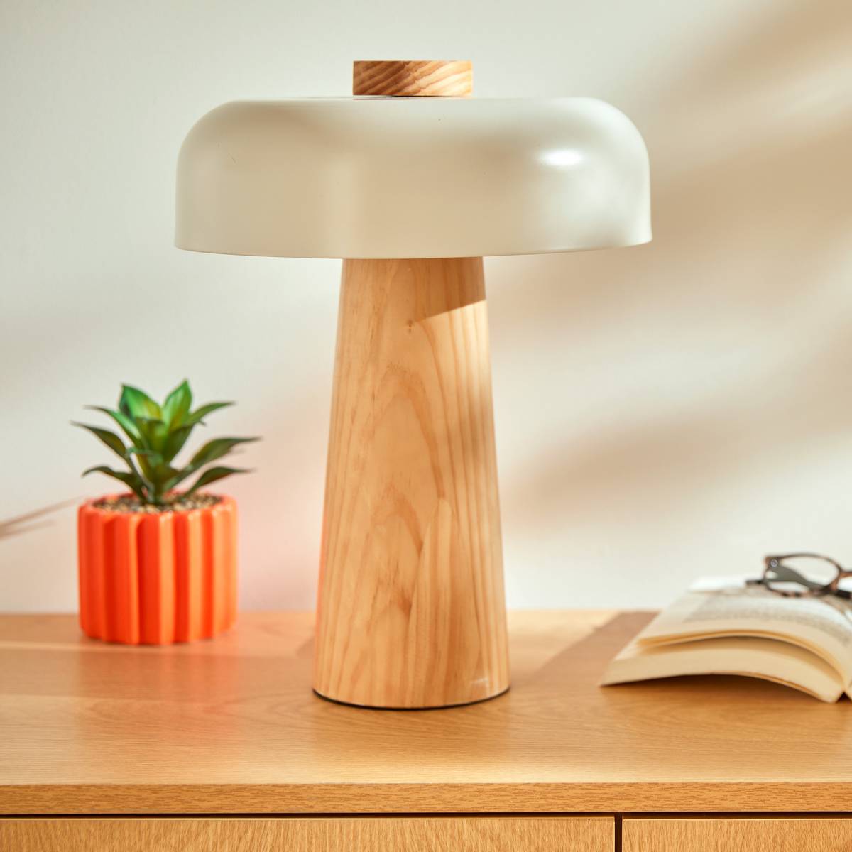 Sector Mushroom Lamp "Pola" White, H.36 cm