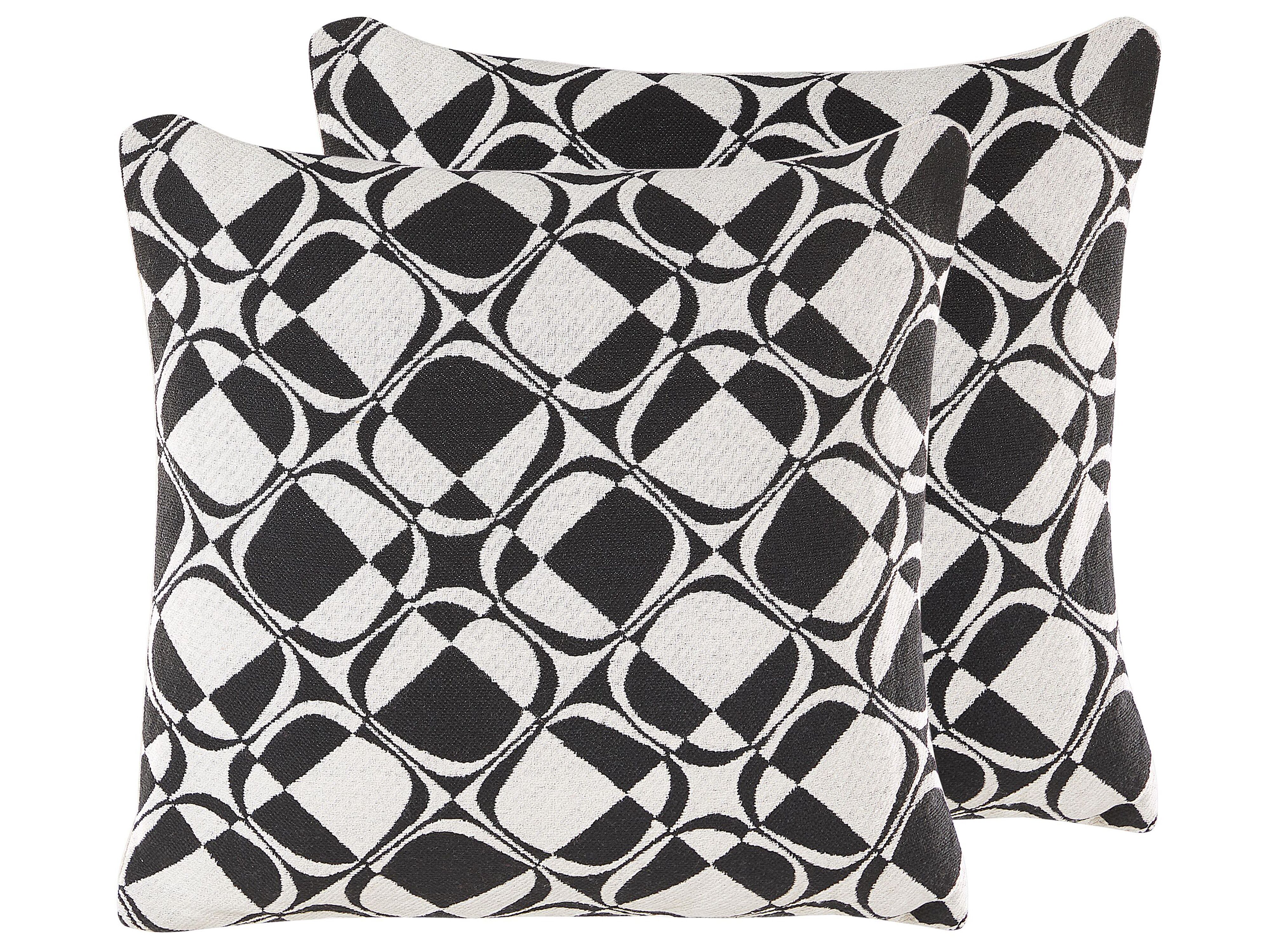 Set of 2 Decorative Cushions KOTURE Cotton 45 x 45 cm Black/ White Geometric Pattern