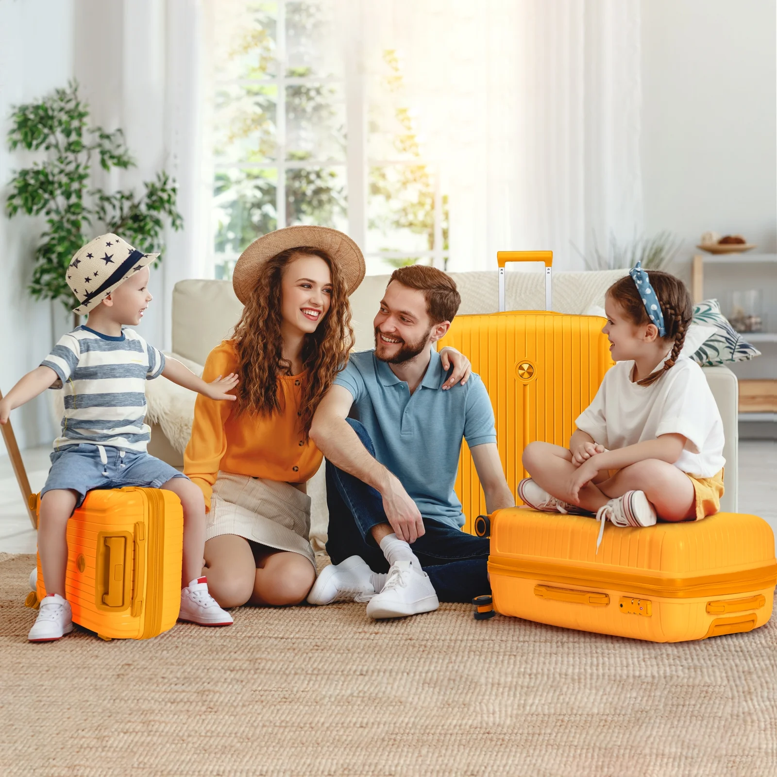 Joyway 5 Piece Luggage Sets Hardshell Lightweight Suitcase with TSA Lock Spinner Wheels-Orange - Image 12