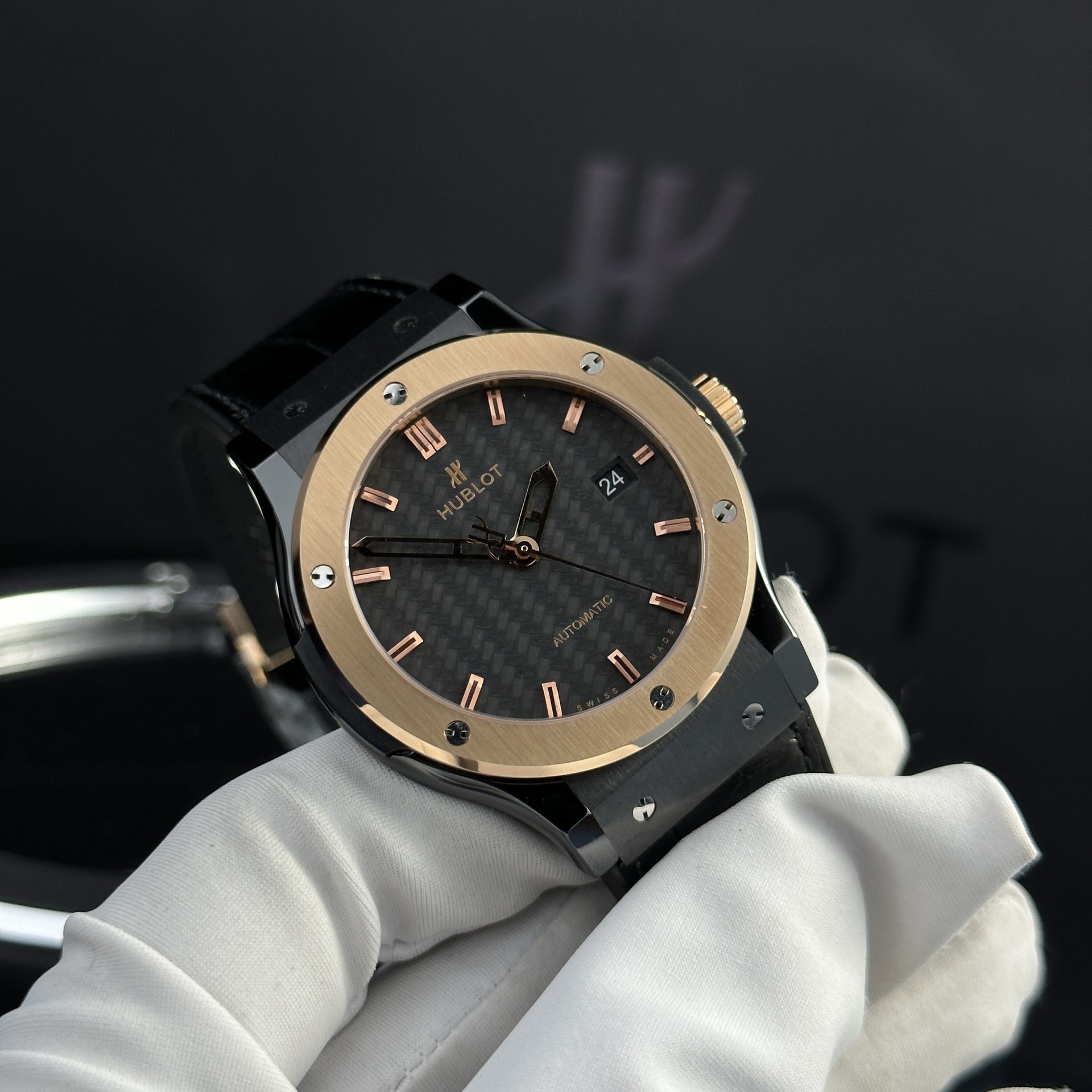 Hublot Best Replica Watches Classic Fusion Ceramic Demi Gold Dial Carbon 42mm - Top club