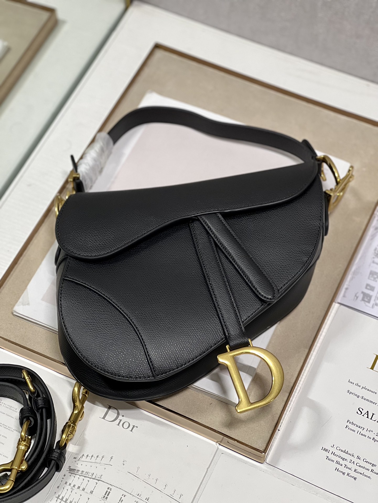 Saddle Bag With Strap Black/White/Green/Light Blue/Brown For Women 10in/25.5cm M0455CBAA_M9001:1High-quality replica