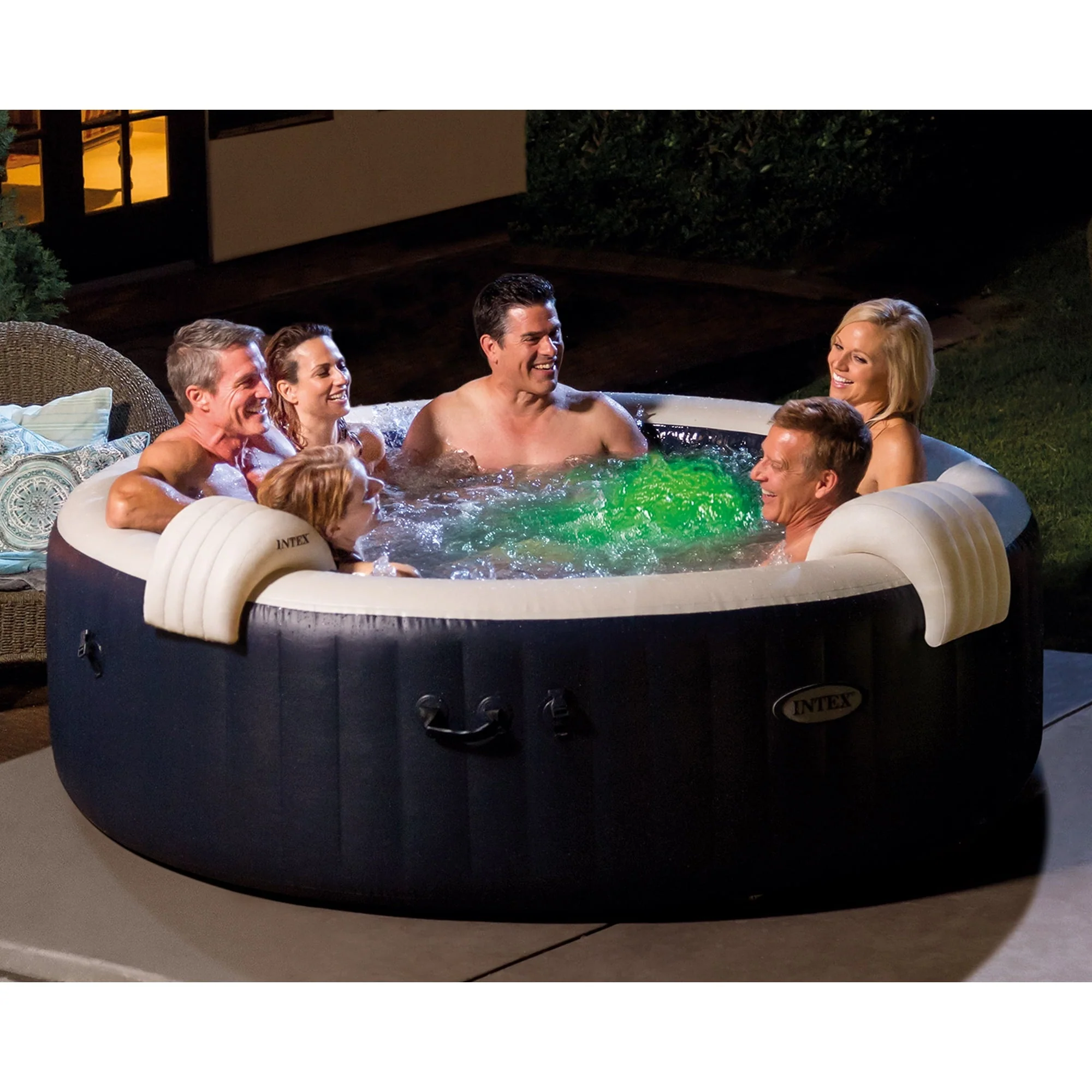 Intex PureSpa Plus 6 Person Inflatable Round Hot Tub with 170 AirJets, Blue - Image 9