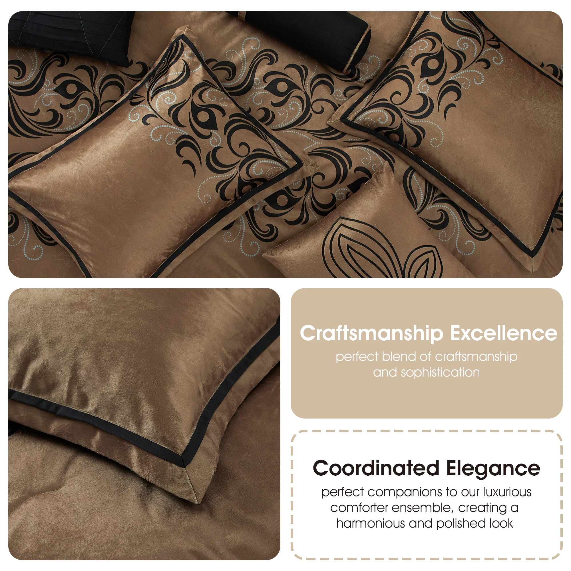 Lanco Smoke Grey Comforter Set California King Size, 9 Piece Jacquard Floral Bedding Set, All Season, Ultra-Soft, Matching Pillows & Shams, Bed Skirt - Image 45