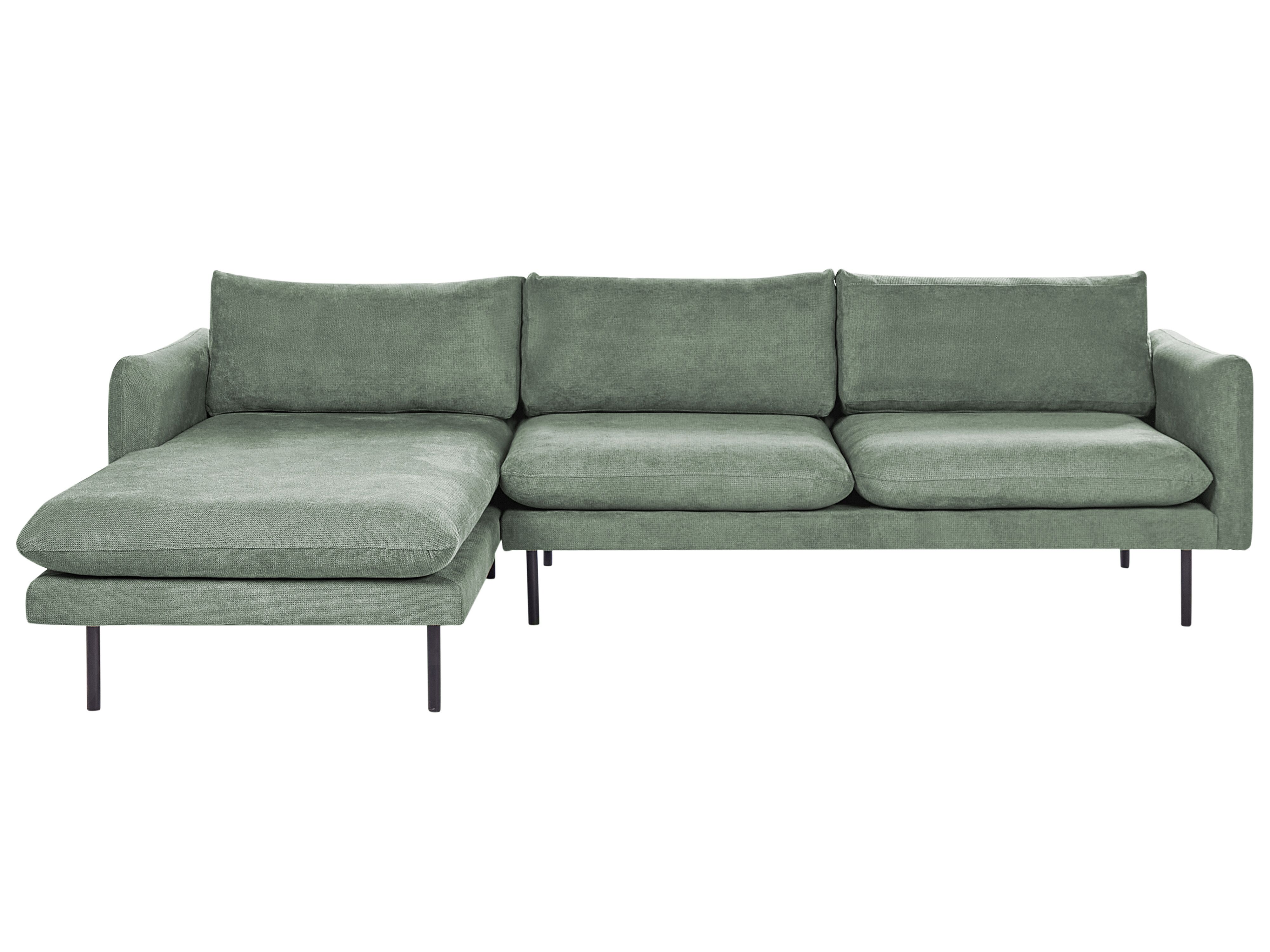 Corner Sofa 4 Seater VINTERBRO Fabric Light Green Right Hand