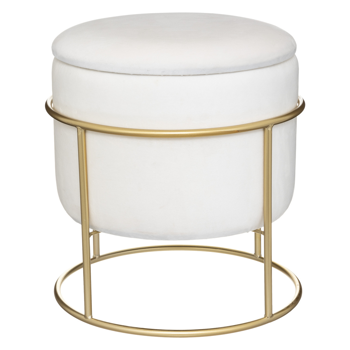 Pouf chest "Eliane" Velvet, Ivory White