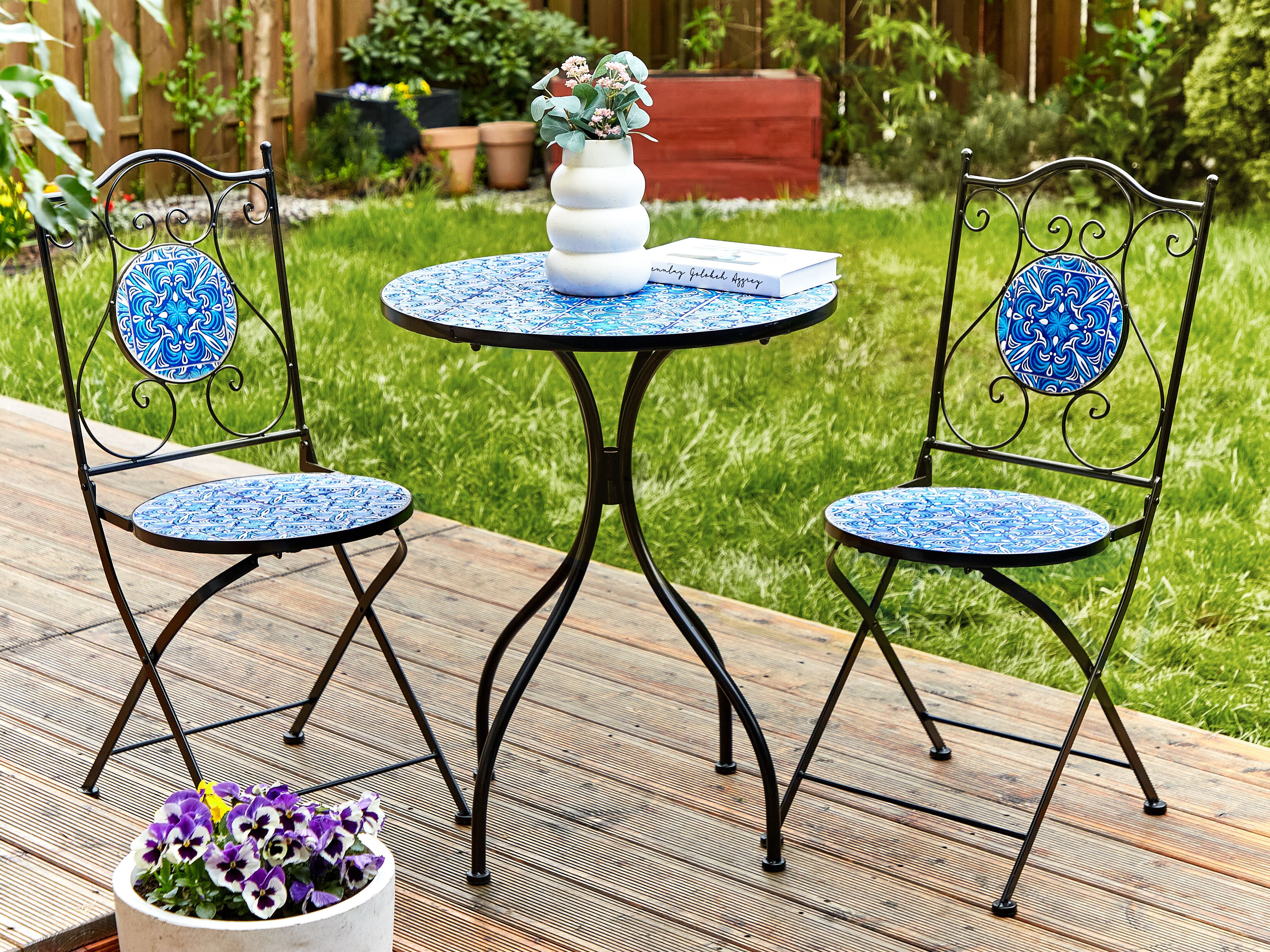 Bistro Set Folding CIGLIANO Metal Black