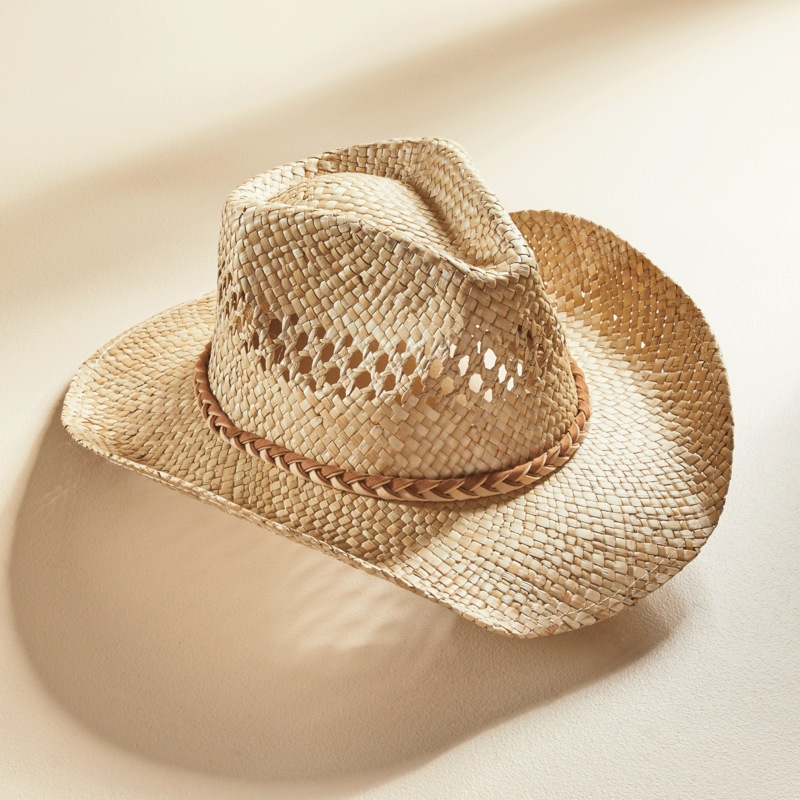 Handwoven Straw Cowboy Hat - MIDNIGHT VELVET CATALOG