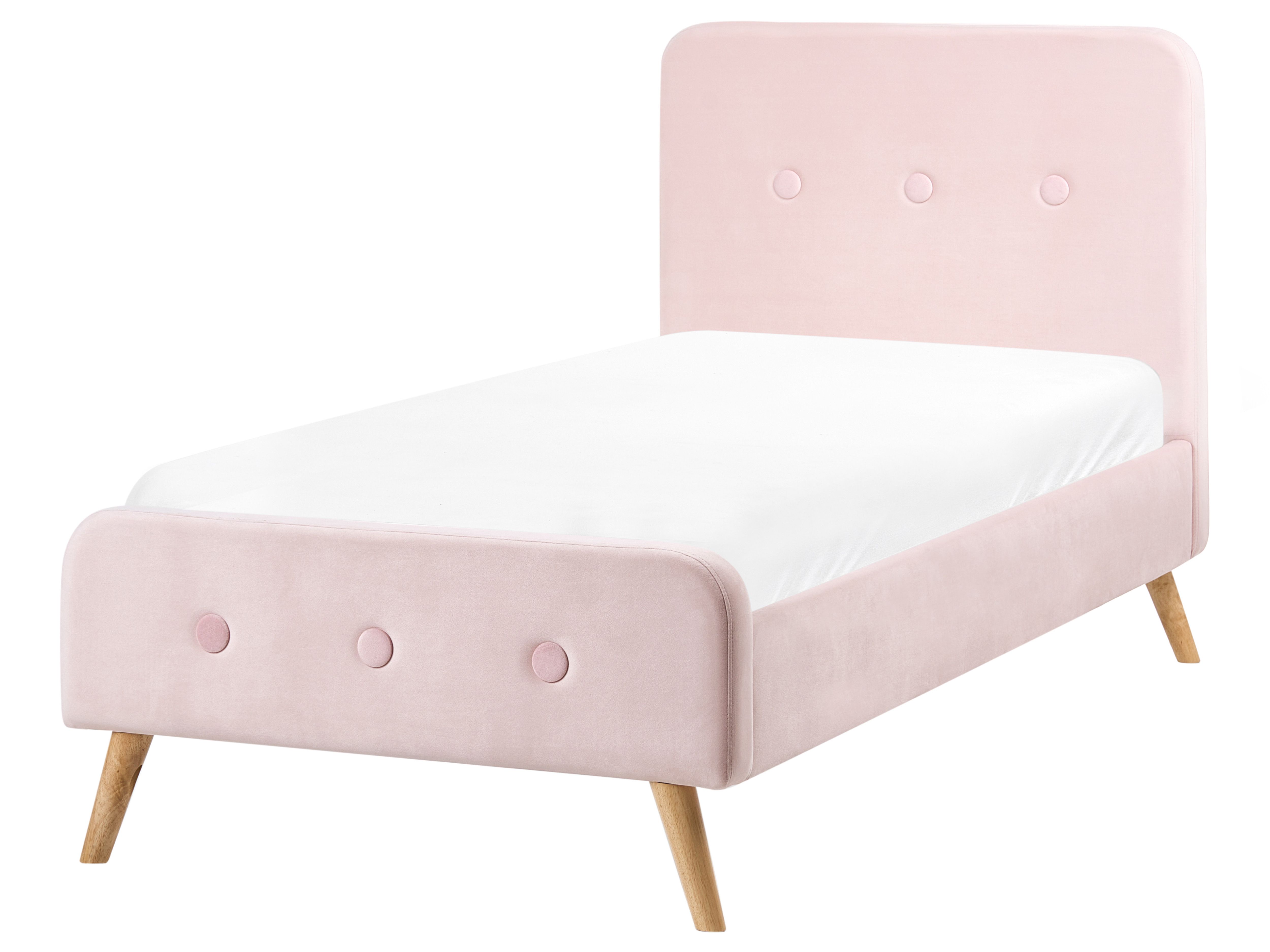 Bed Velvet RENNES 90 x 200 cm (EU Single) Pastel Pink