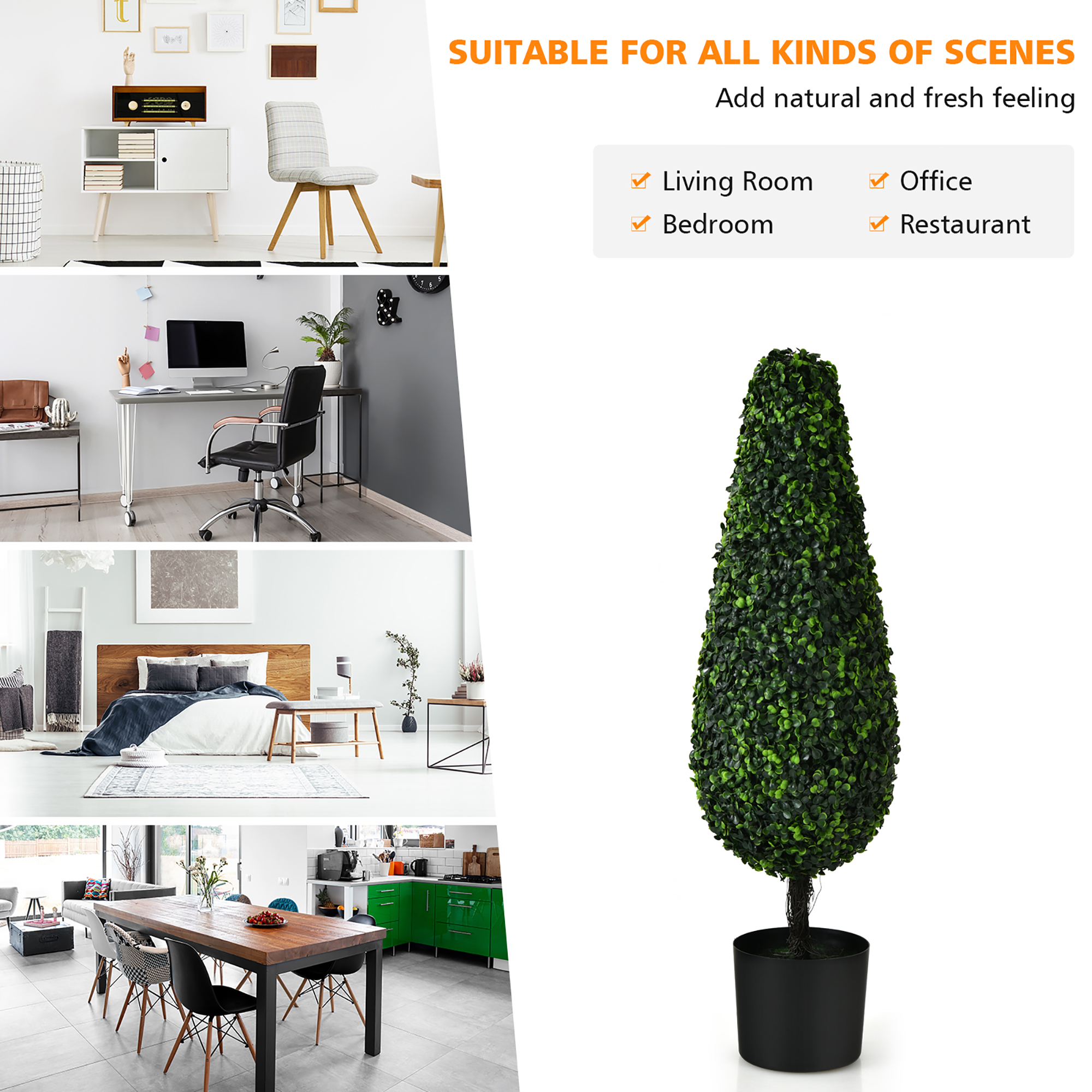 Costway 2 Pack 3FT Artificial Tower Topiary Tree UV Resistant Indoor Outdoor - Image 8