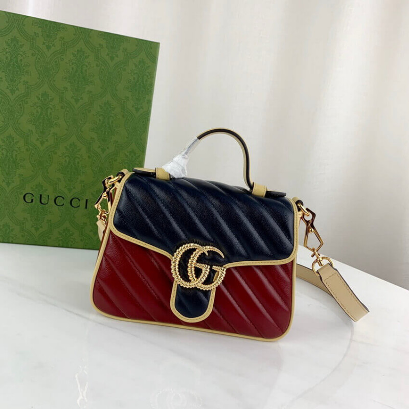 Replica Gucci Gg Marmont Mini Bag 583571 Blue And Red Leather1:1High-quality replica