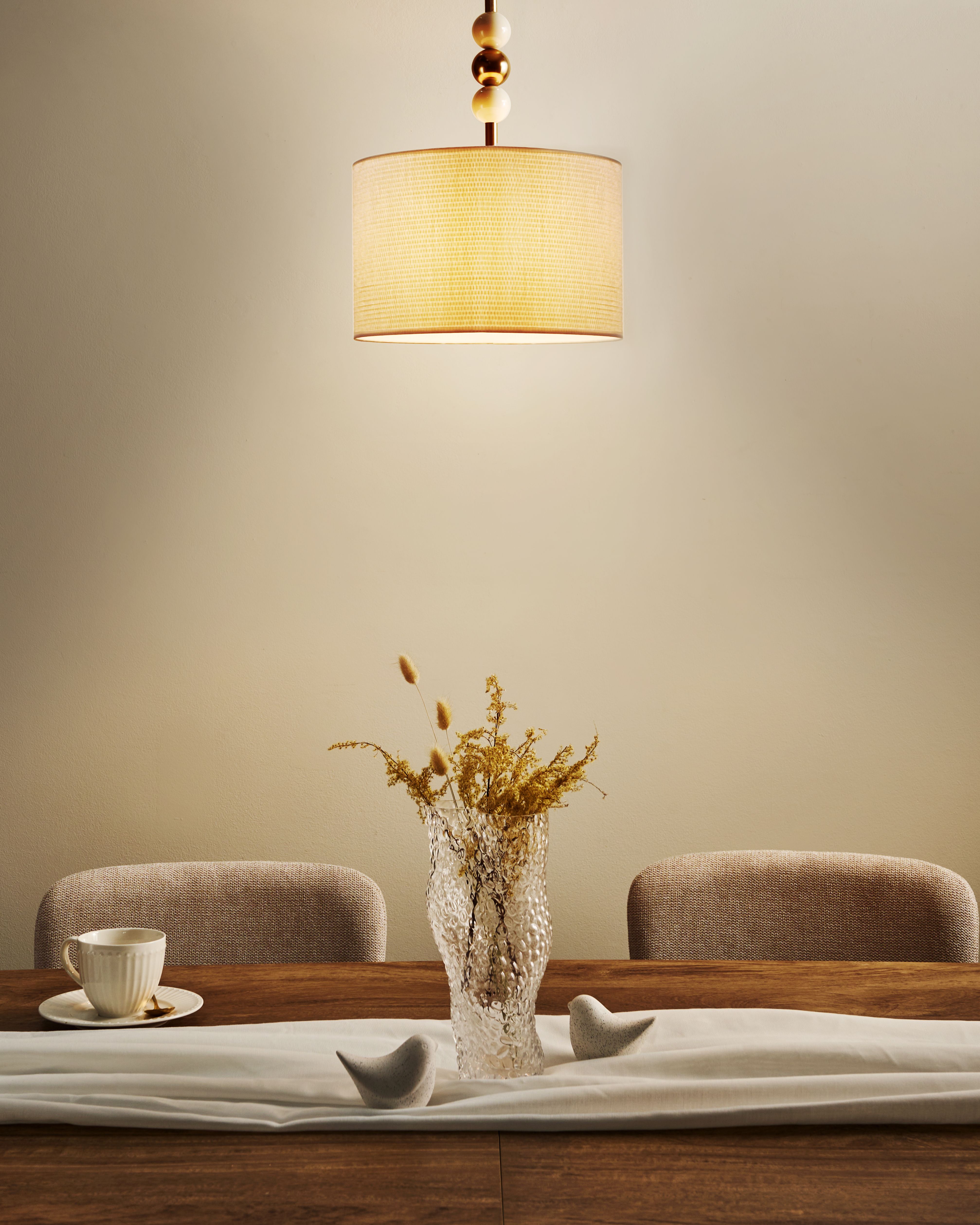 Pendant Lamp LOKY Metal Brass/Beige