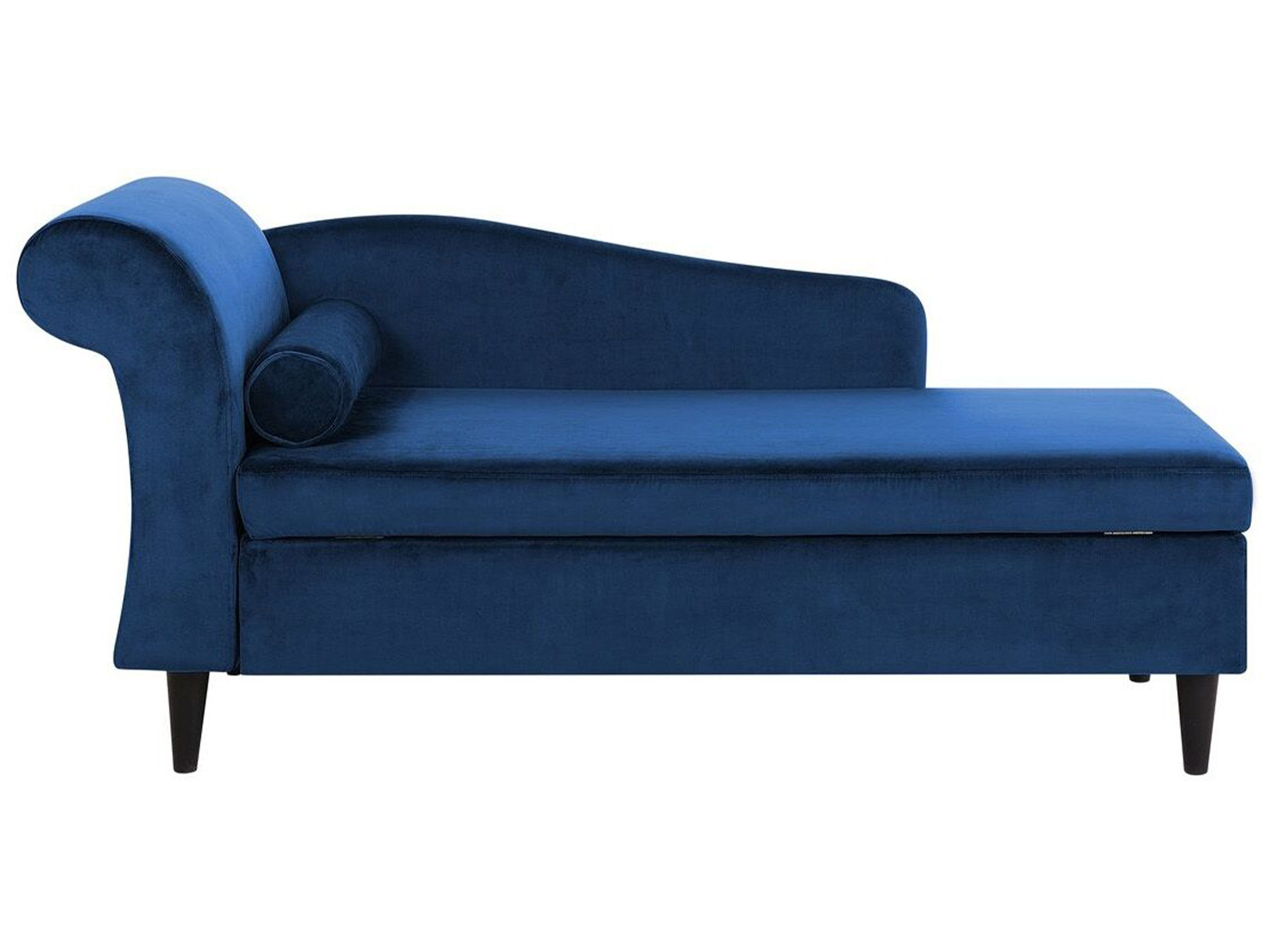 Left-Hand Chaise Lounge LUIRO Velvet Navy Blue with Storage
