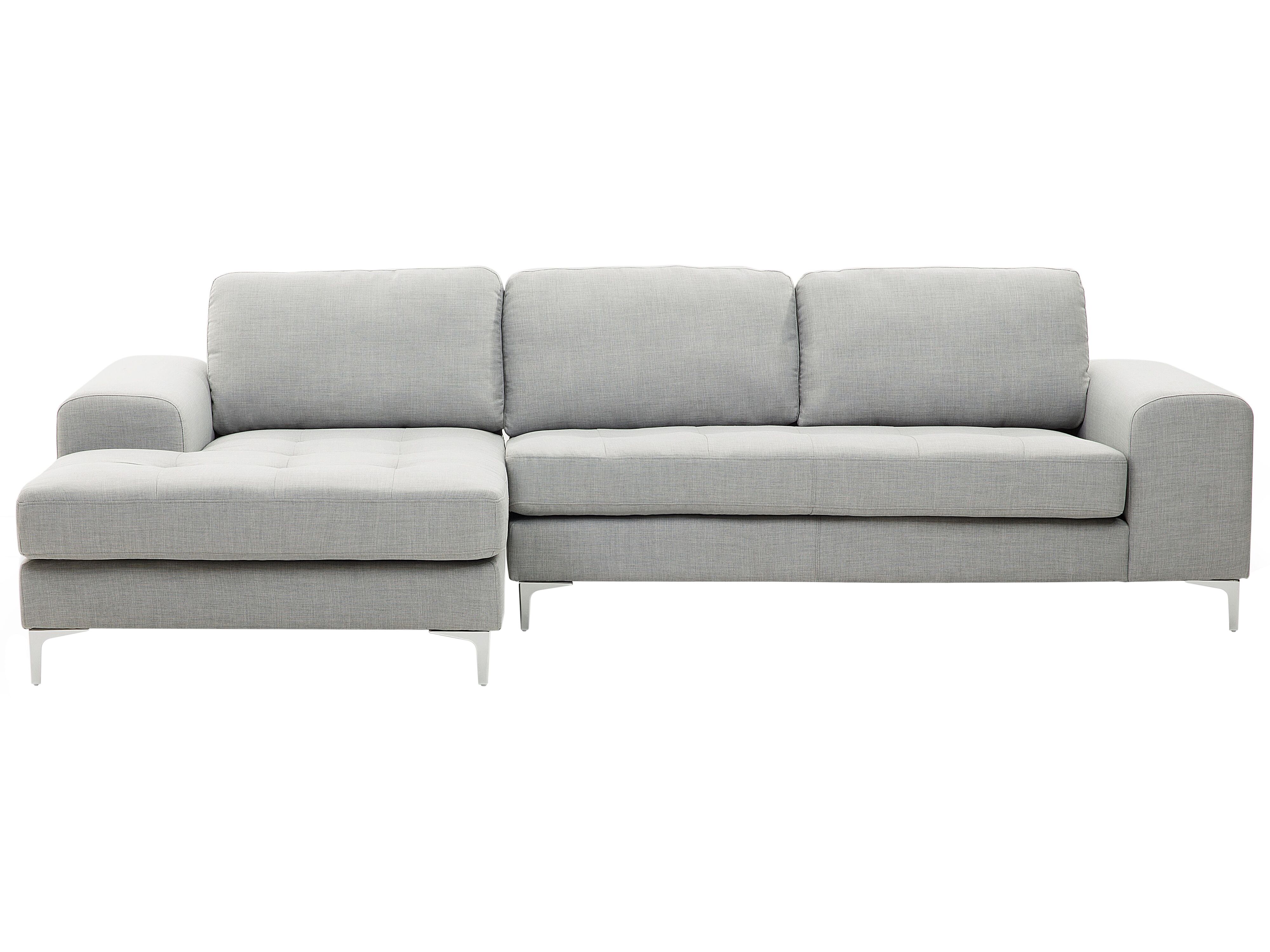 Corner Sofa 4 Seater KIRUNA Fabric Light Grey Right Hand
