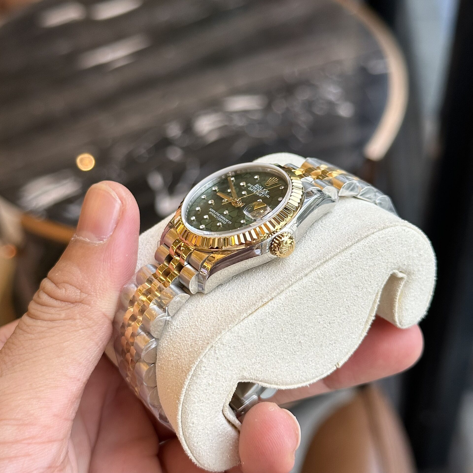 Rolex DateJust Replica Watch Demi Gold Green Leaf Dial 31mm - Top club