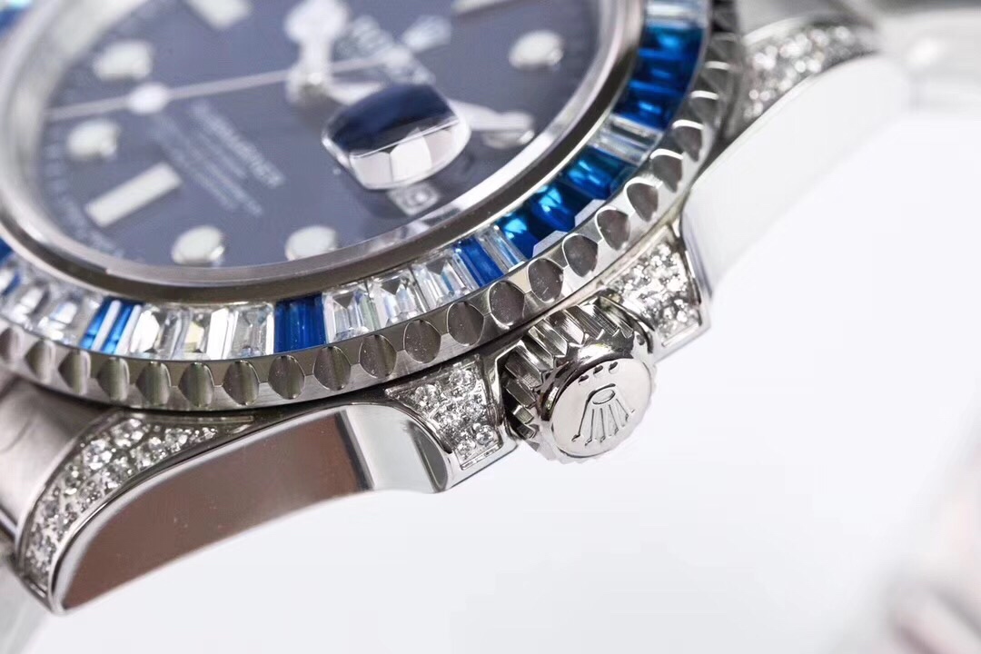 Rolex Submariner Customized with Diamonds-Blue Diamonds-40MM(1:1 replica) - Top club