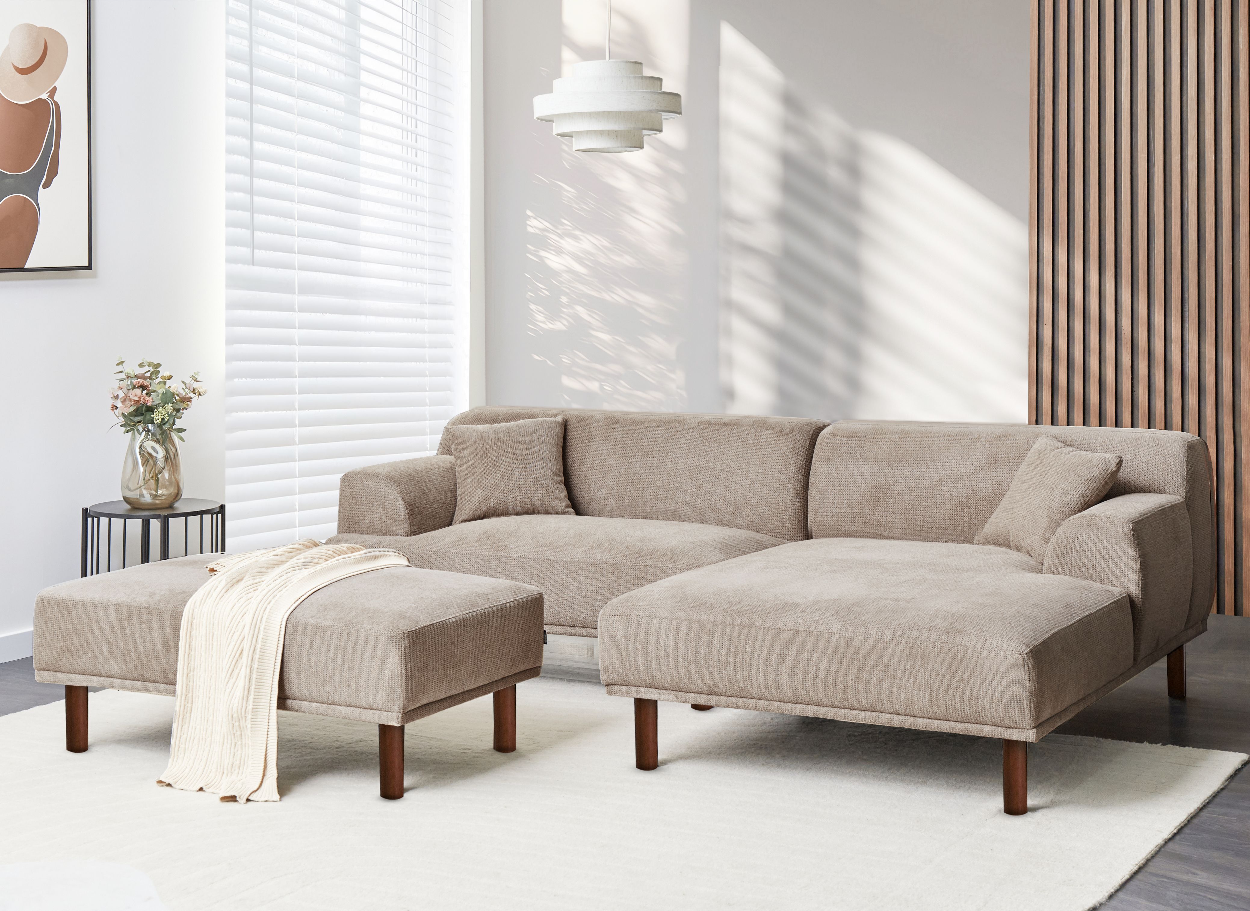 Ottoman HOLT Fabric Taupe