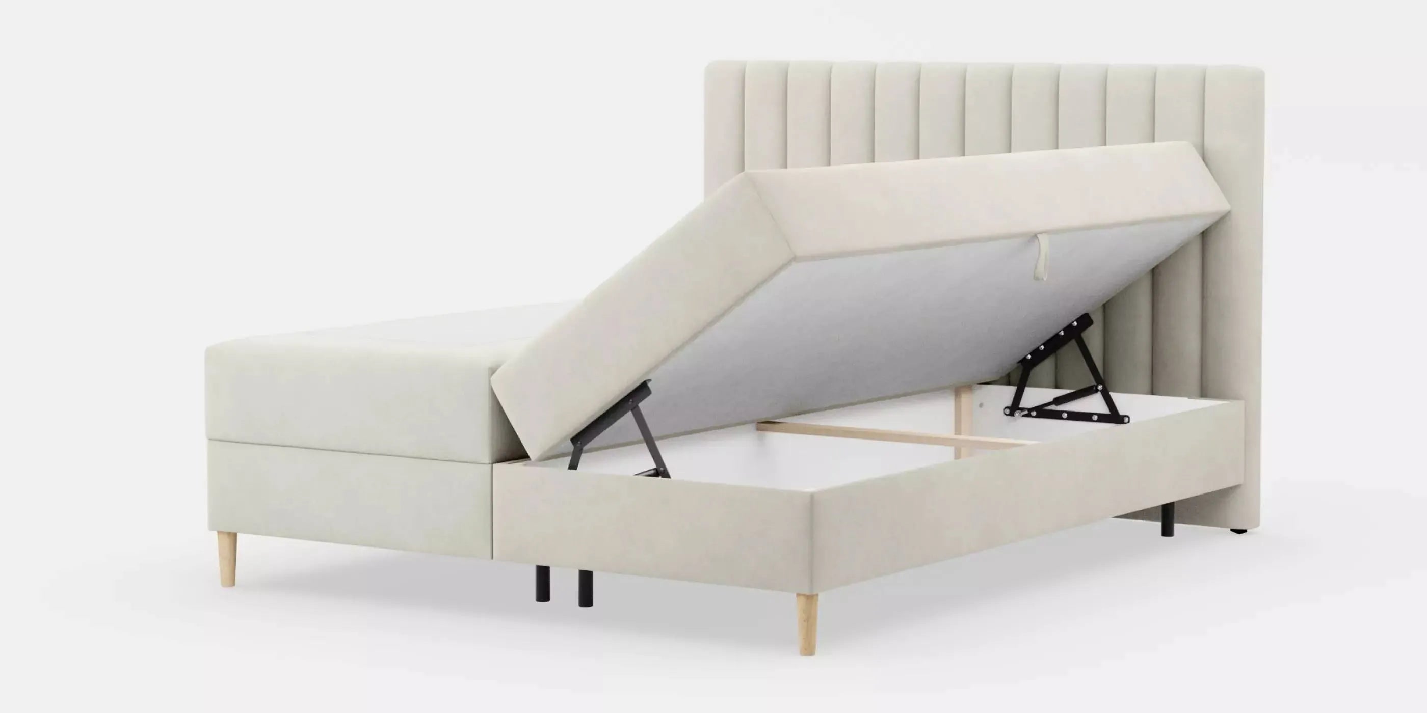 Blokker Pazara Boxspring met Opbergruimte 160 x 200 cm - Crème / Natur