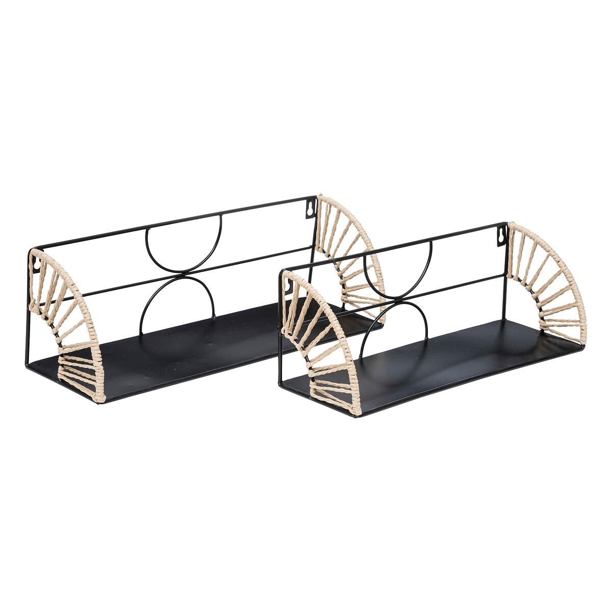 Set of 2 shelves"Mileva" Metal, black, l.37/42 cm