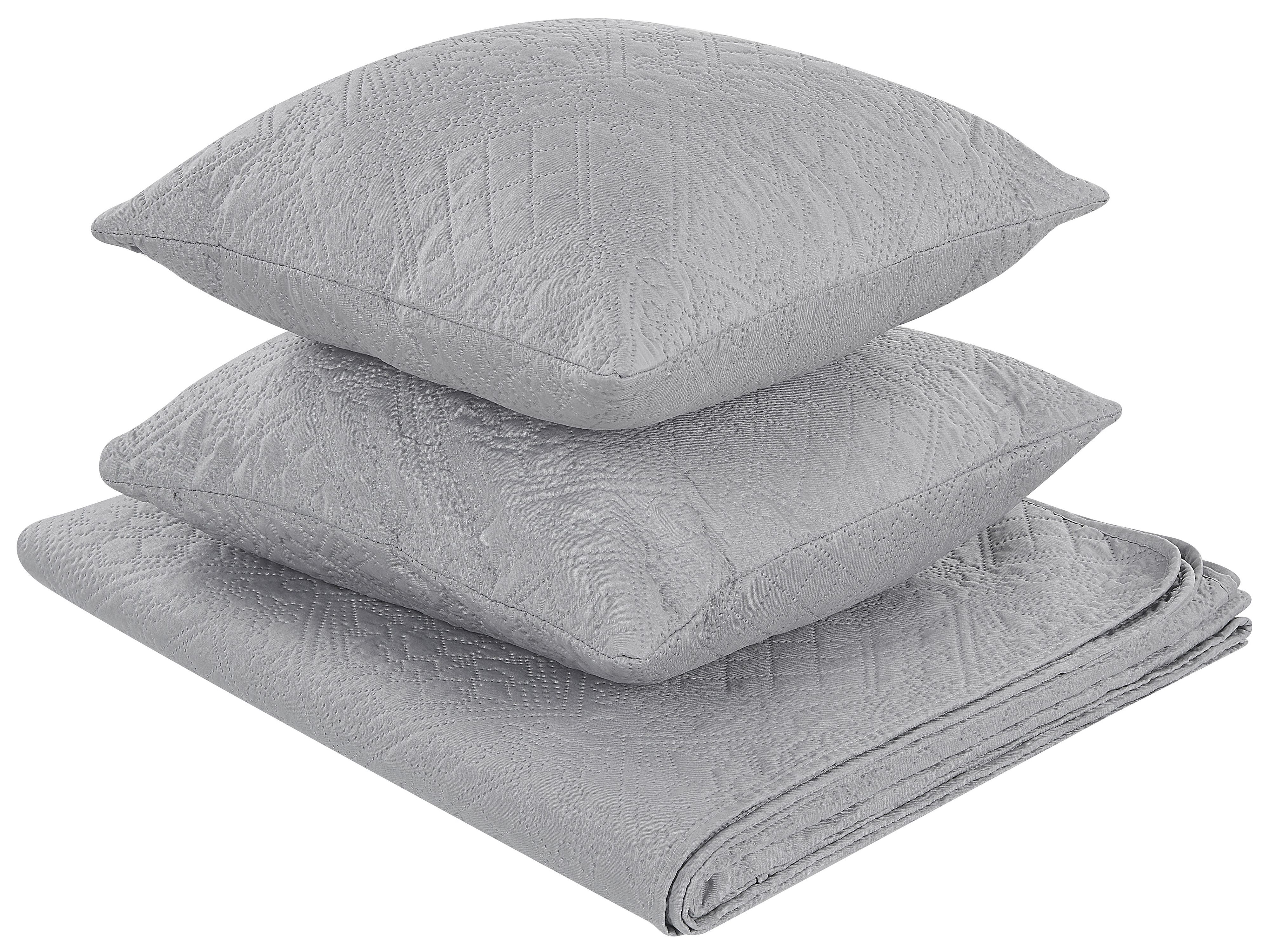 Bedspread with Cushions ALAMUT 160 x 220 cm Grey