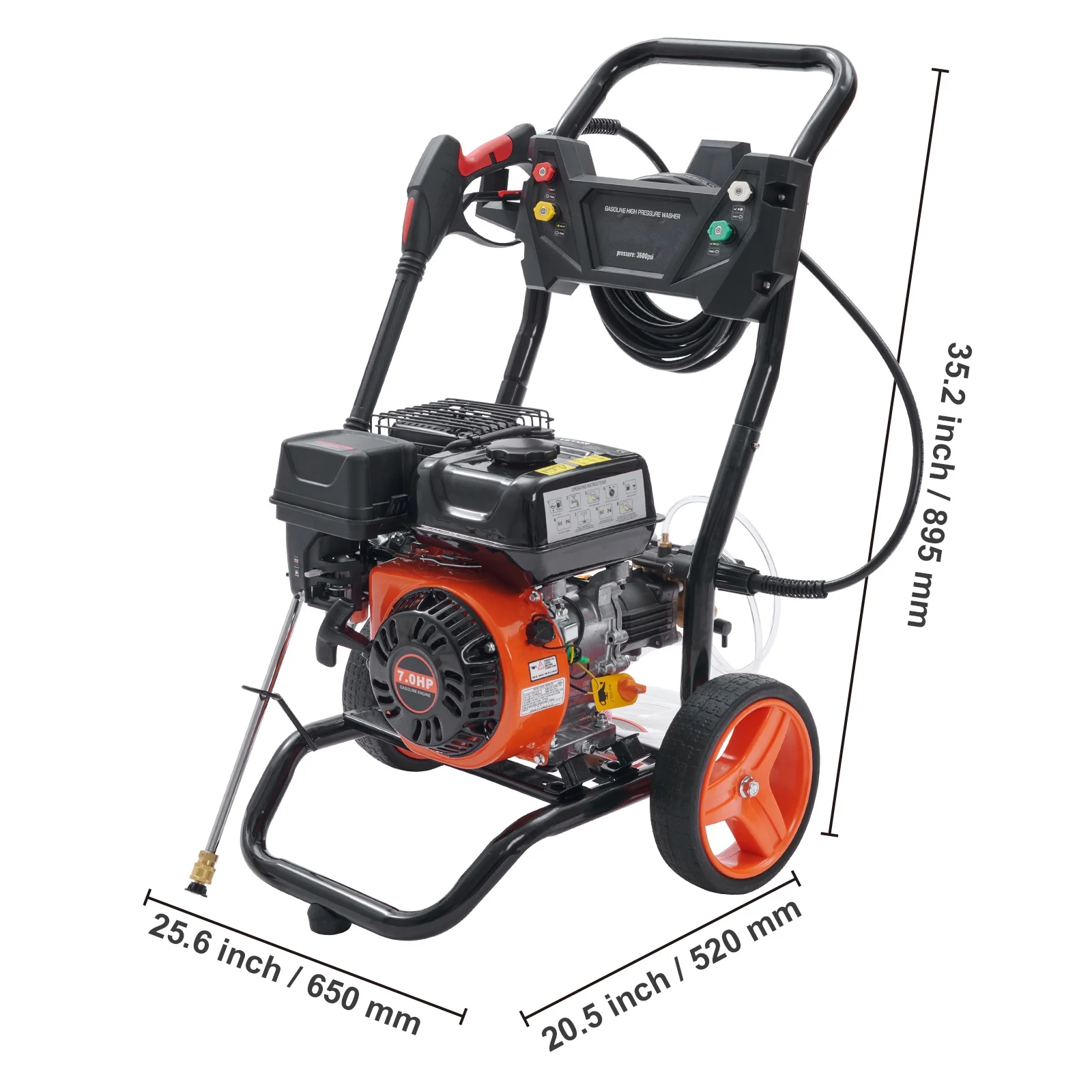 KFFKFF 3600 PSI 2.6 GPM Gas Pressure Washer w/26 ft High Pressure Hose 5 Nozzles Gas Powered Washer - Image 9