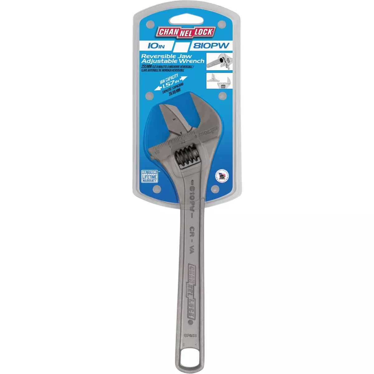 Channellock 10 In. Steel Adjustable Pipe Wrench with Extra Wide Reversible Jaw