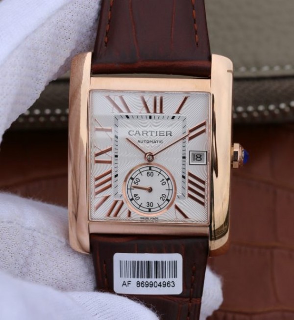 Replica Cartier Tank MC RG White Dial RG Mark Brown Leather Strap - Top club