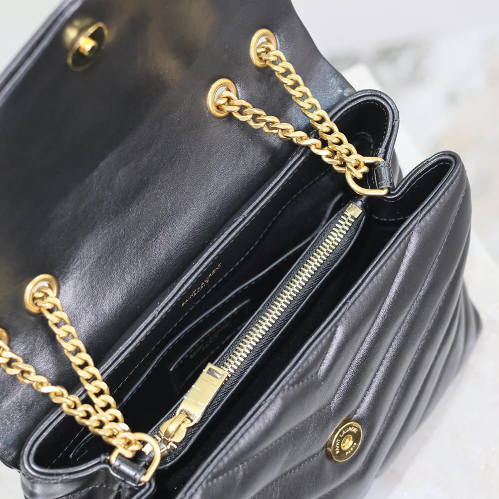 YSL Loulou Small Chain Bag in Black Leather Gold Hardware1:1High-quality replica