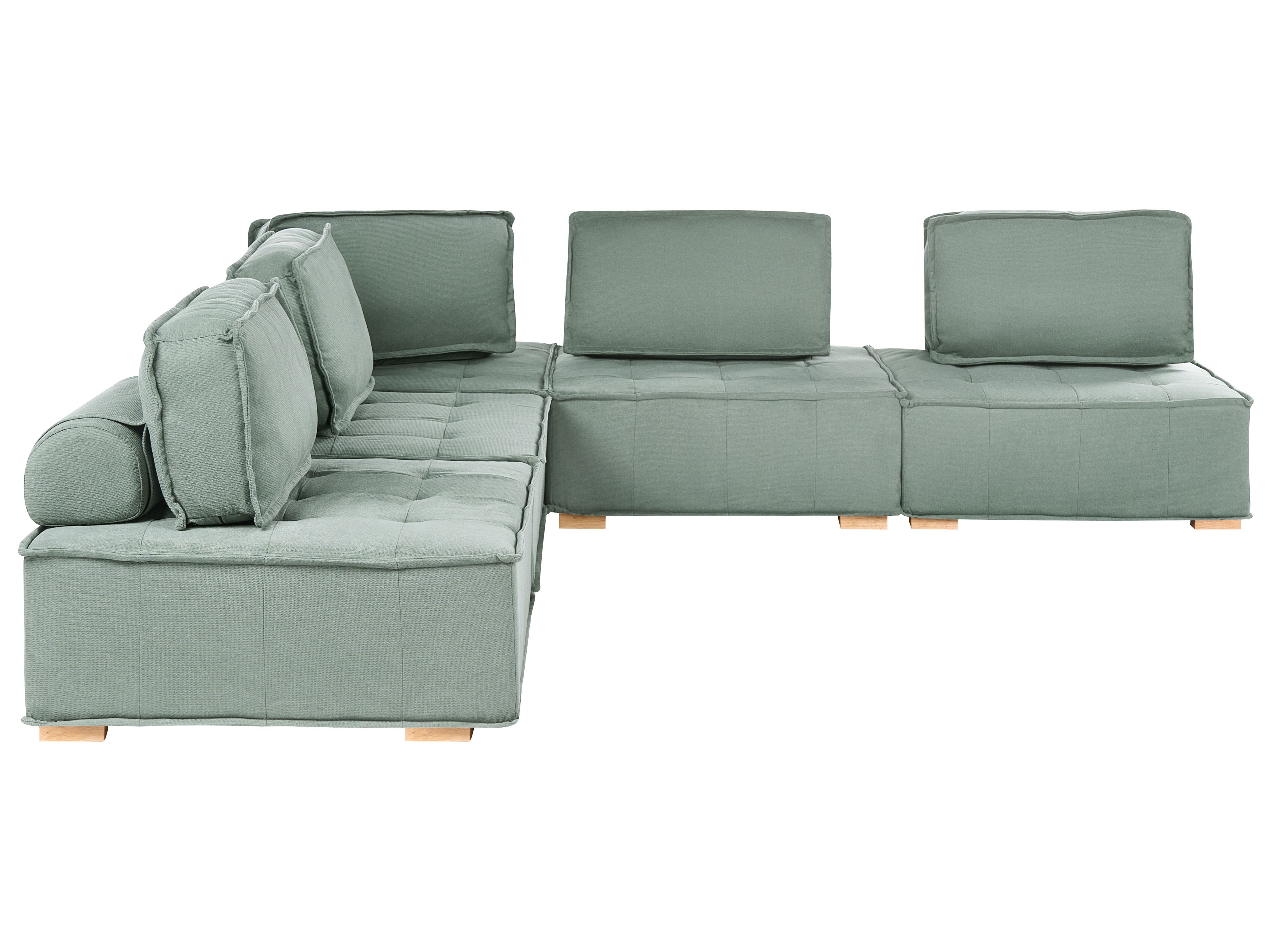 Modular Corner Sofa 5 Seater TIBRO Fabric Light Green Right Hand