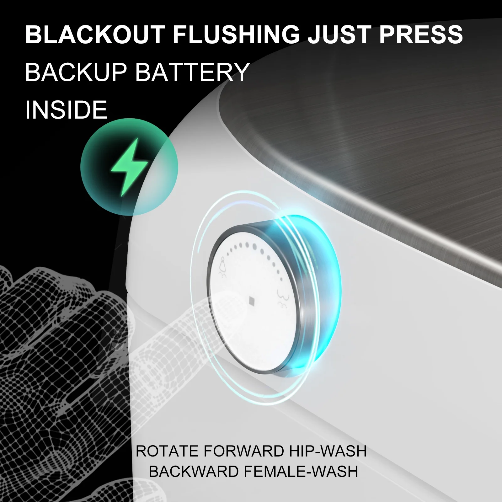 Bidet Smart Toilet with Heat Seat, Auto Flush, Dryer,  LED Display T03 One Piece Elongated