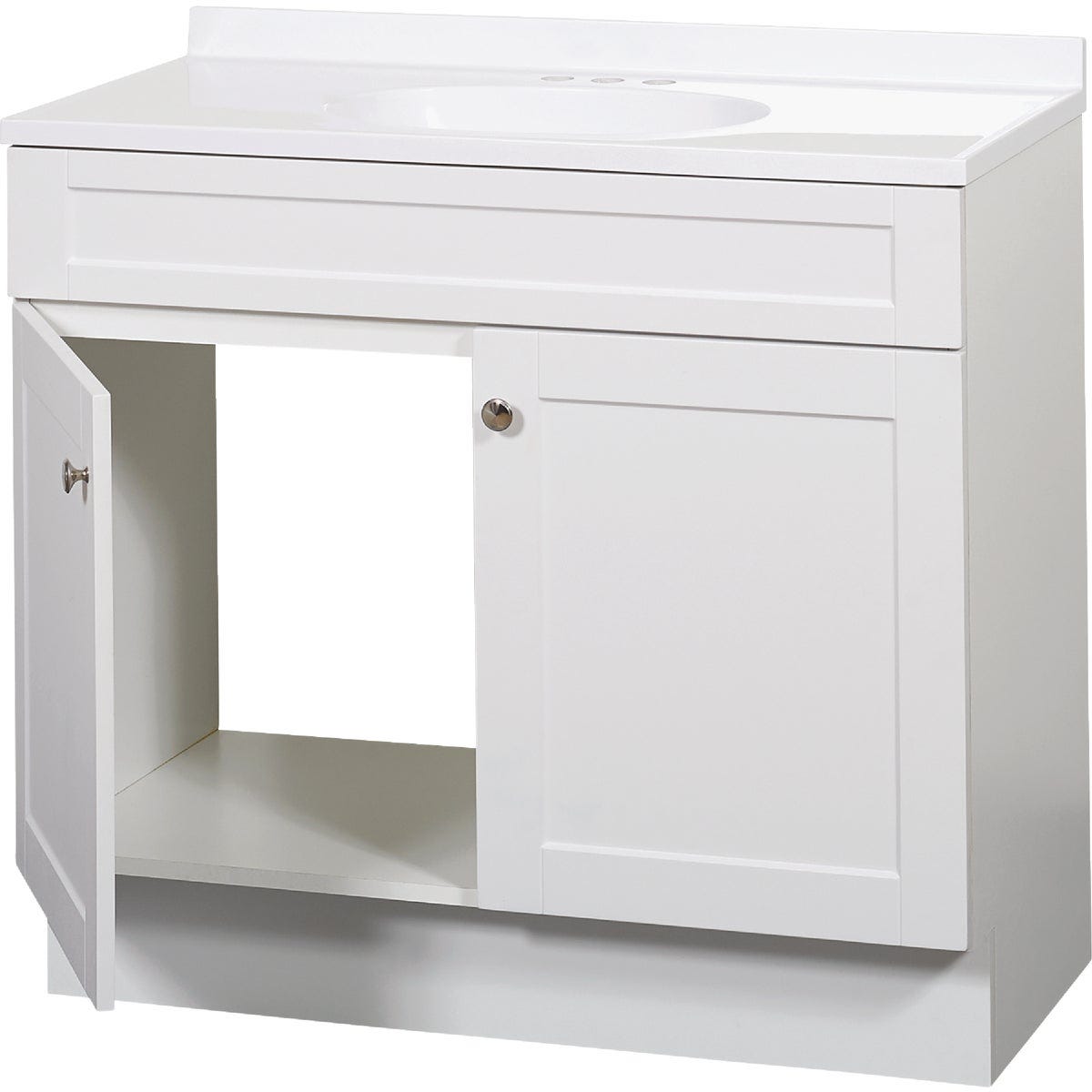 Zenith Zenna Home White 36 In. W x 35 In. H x 18 In. D Shaker Vanity with White Cultured Marble Top