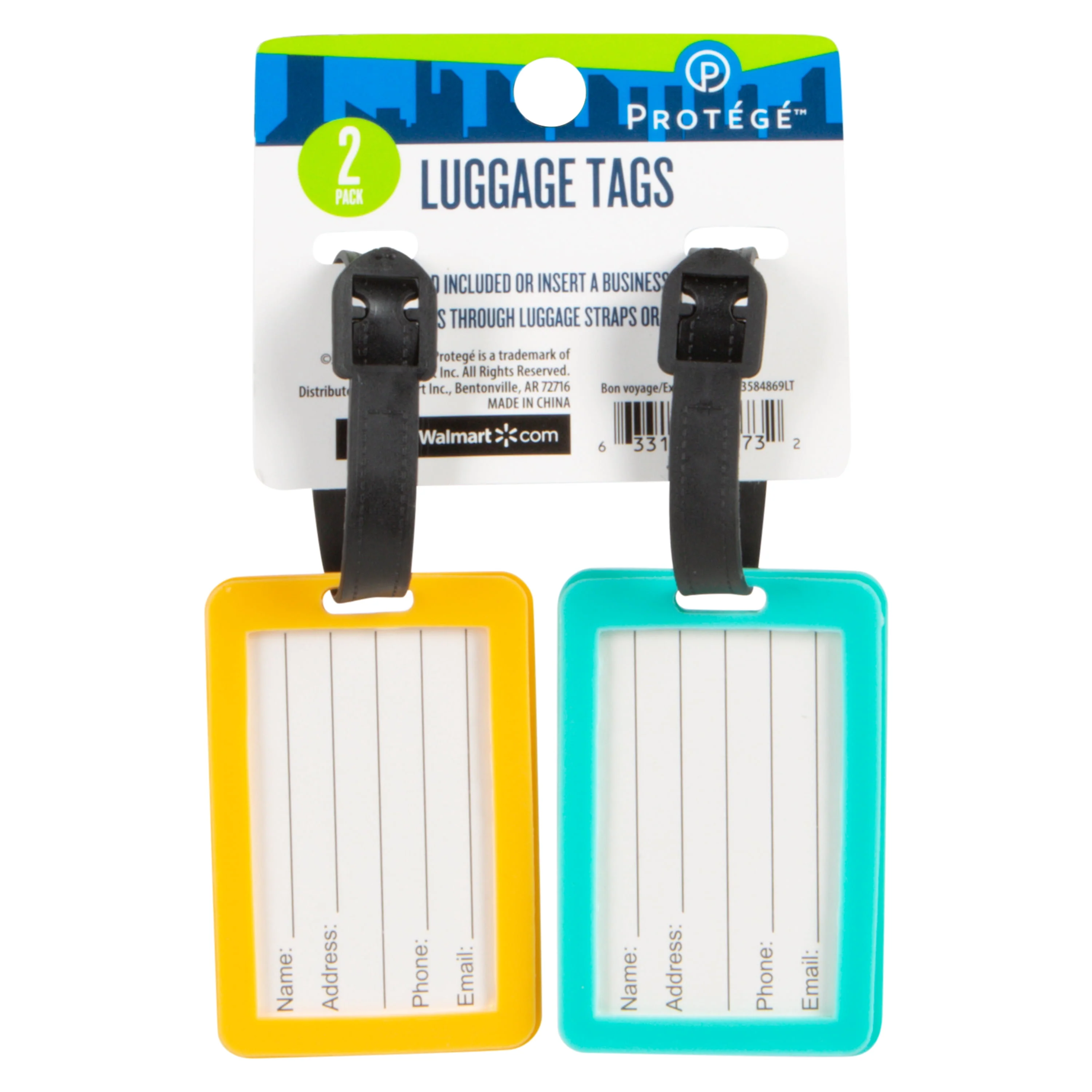 Protege Mini 2 Pack PVC Luggage Tag, 
