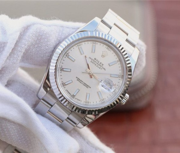 Replica Rolex DateJust 41mm 126334 Noob Fluted Bezel Silver Dial Stick Markers Bracelet A3235 - Elite Watch Atelier