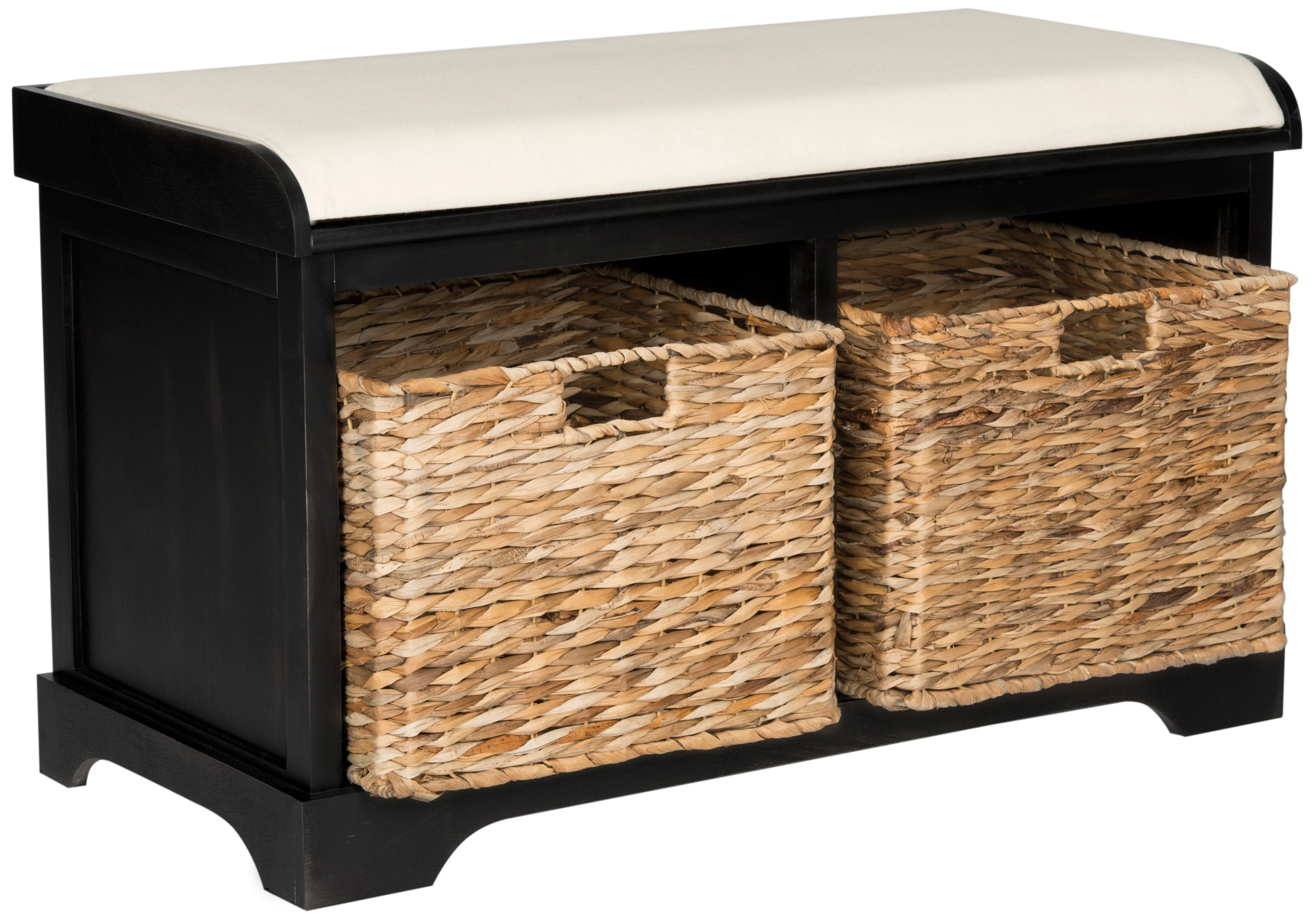 SAFAVIEH Freddy Contemporary Wicker Storage Bench with Cushion, Vintage Grey - Image 15