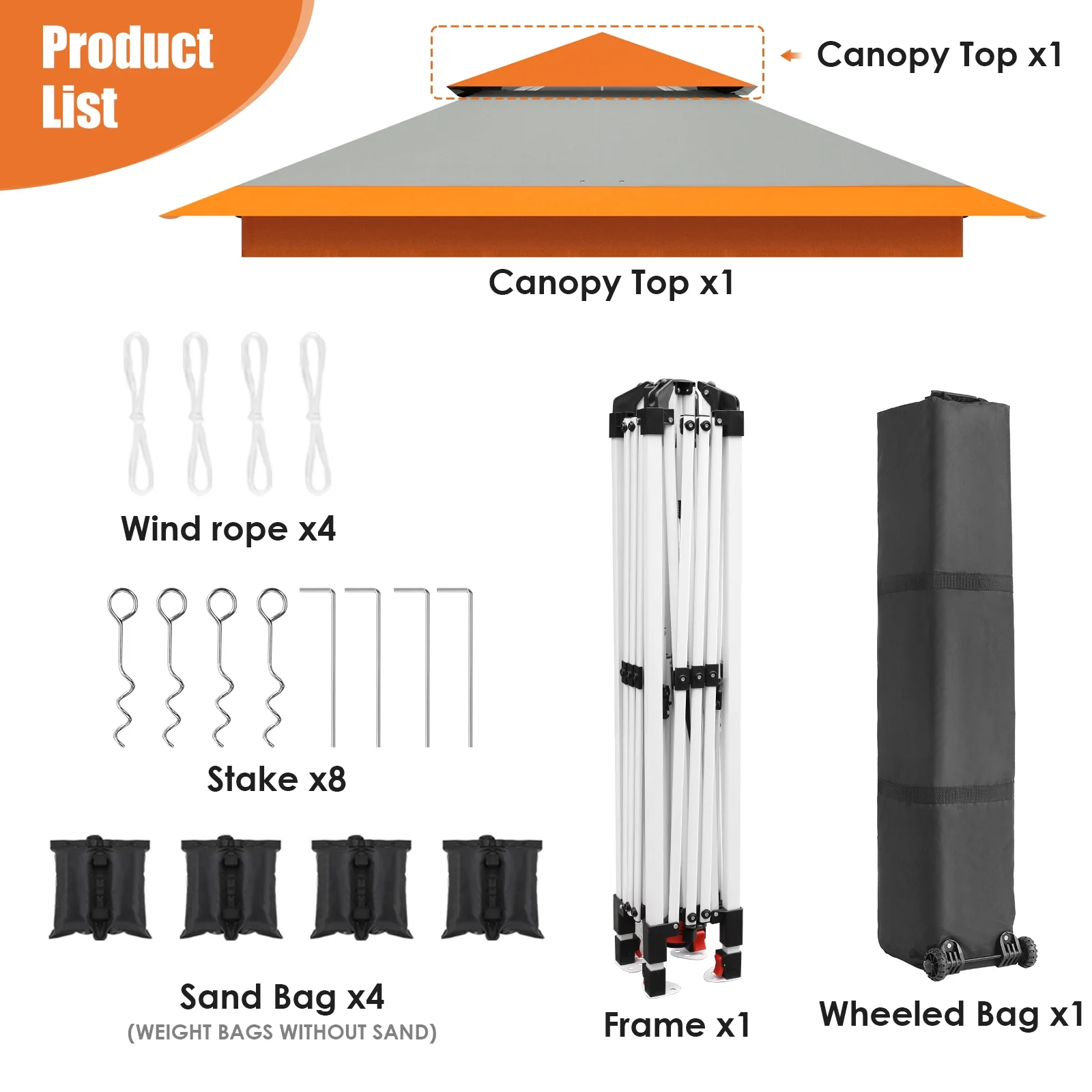 Pirecart 12' x 12' Pop-up Canopy Tent Waterproof Outdoor Gazebo Shelter with Wheeled Bag, Instand Canopy , White - Image 32