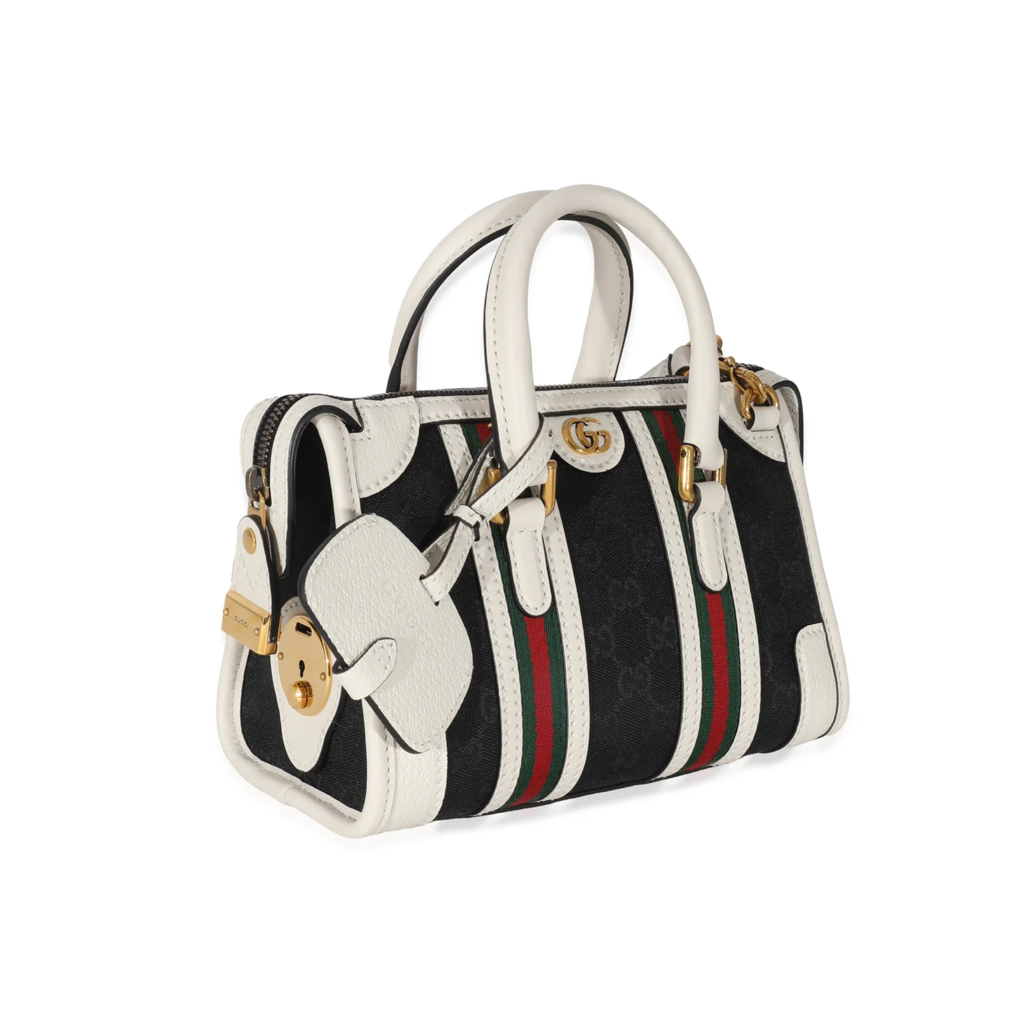 Gucci Black White Canvas Mini Double G Top Handle Bag 22cm/8.6in1:1High-quality replica