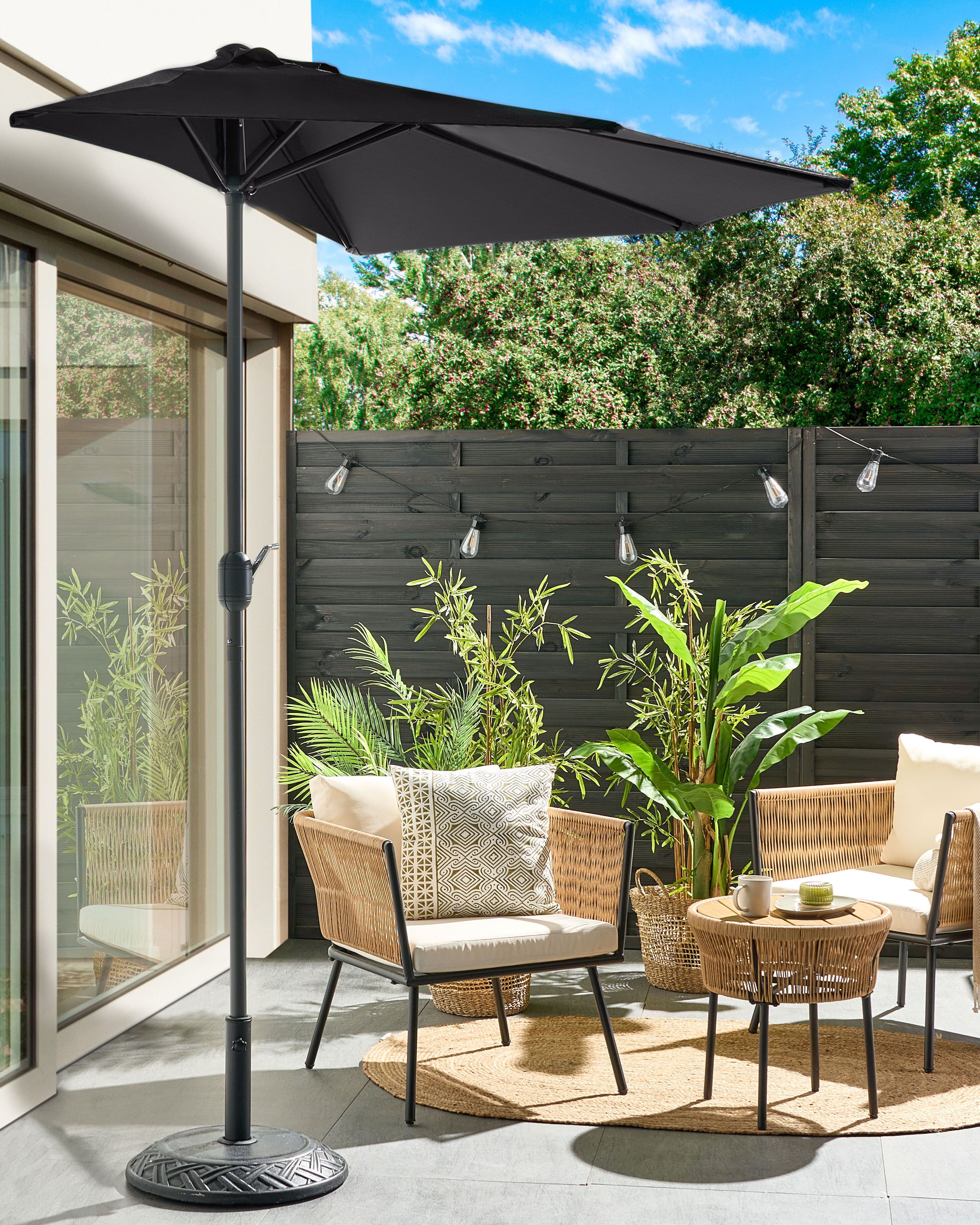 Half-Round Parasol 270 cm GALATI Black