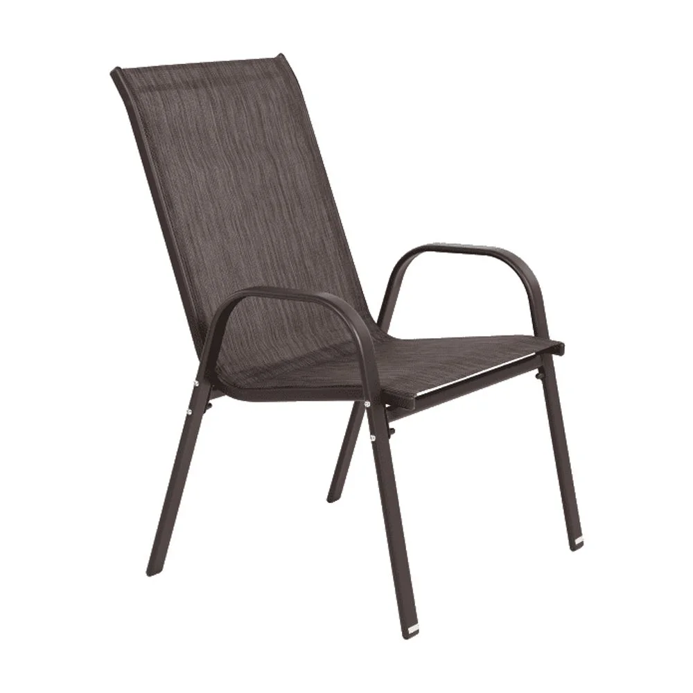 4 Piece Patio Chairs, Outdoor Camping Chairs with Breathable Textilene Fabric, Set of 2 Garden Chairs with Armrest High Backrest for Garden Patio Pool Beach Yard Space Saving ( Brown)