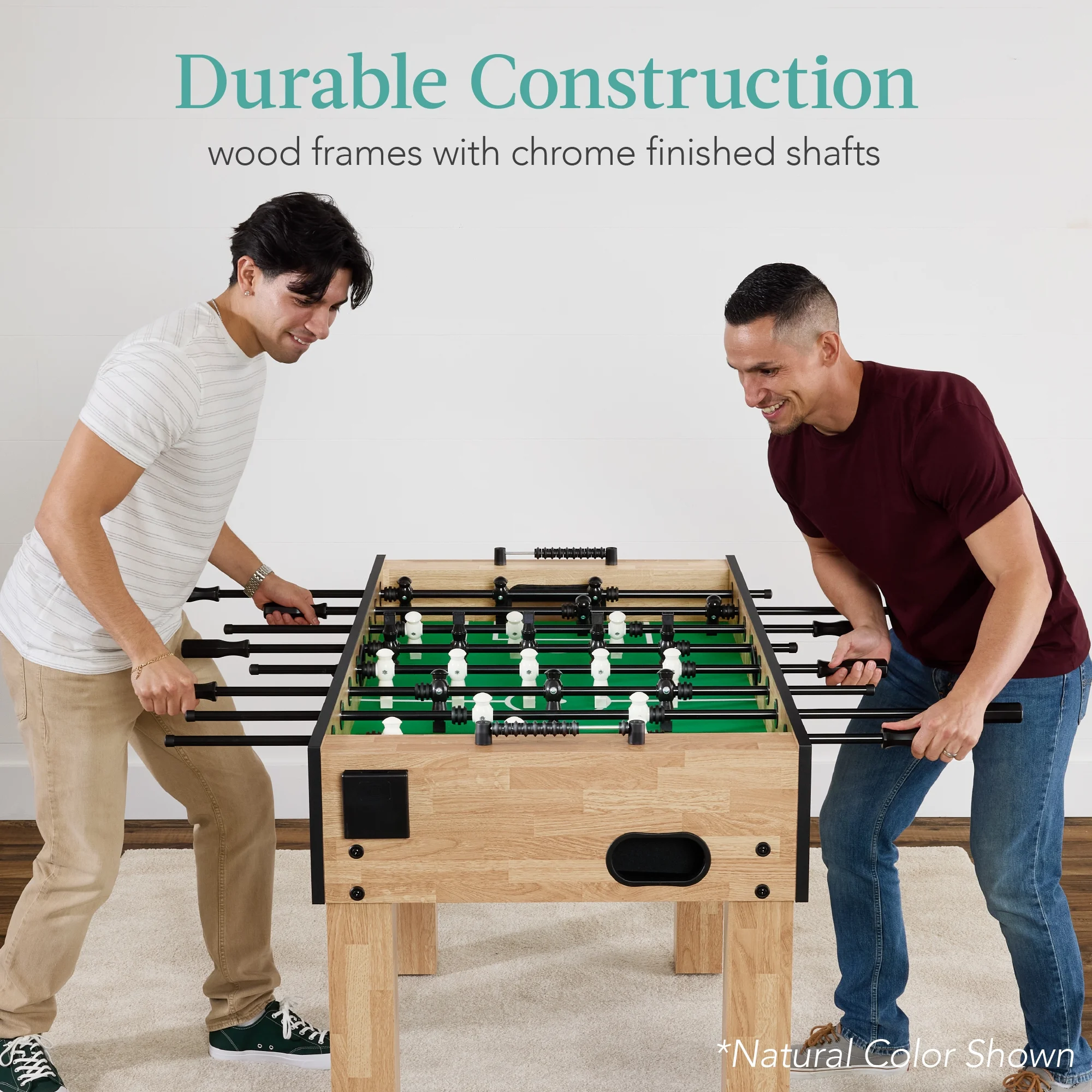 Best Choice Products Large 54in Full-Size Foosball Table for Home, Game Room w/ 2 Balls, 2 Cup Holders - Natural - Image 19
