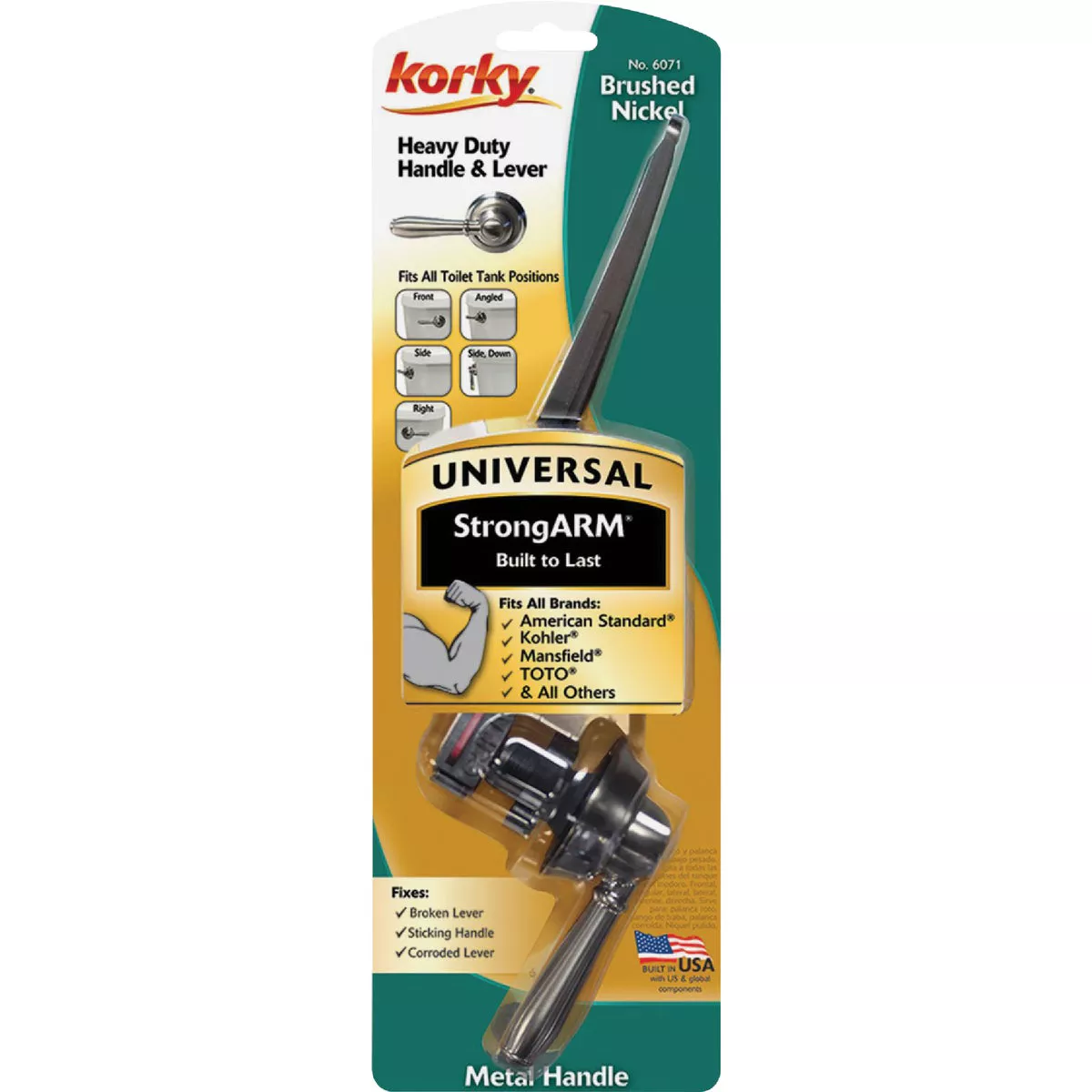 Korky StrongARM Universal Brushed Nickel Tank Lever with Faucet Style Handle