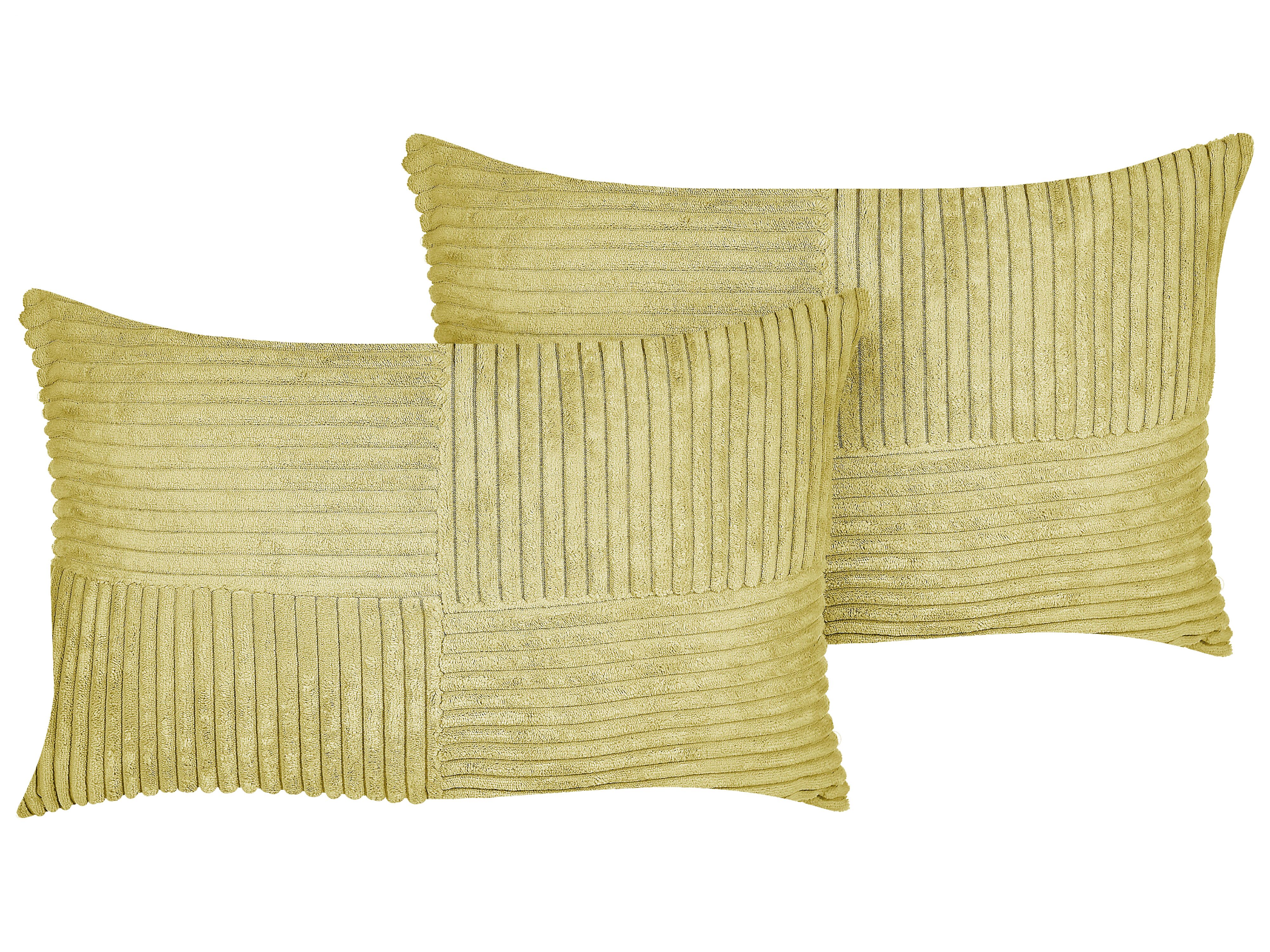 Set of 2 Decorative Cushions MILLET Corduroy 30 x 50 cm Olive Green Geometric Pattern