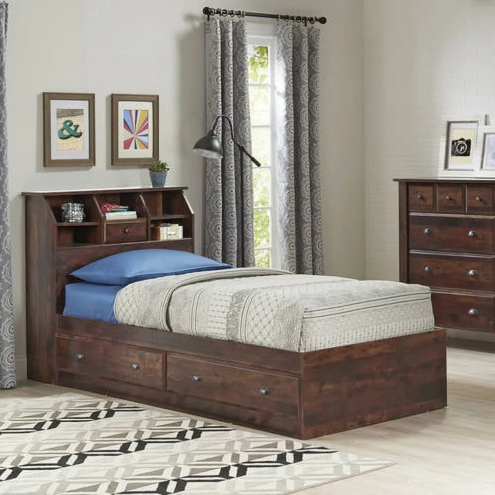 Better Homes and Gardens Leighton Mates Kid's Storage Bed, Twin, Rustic Cherry