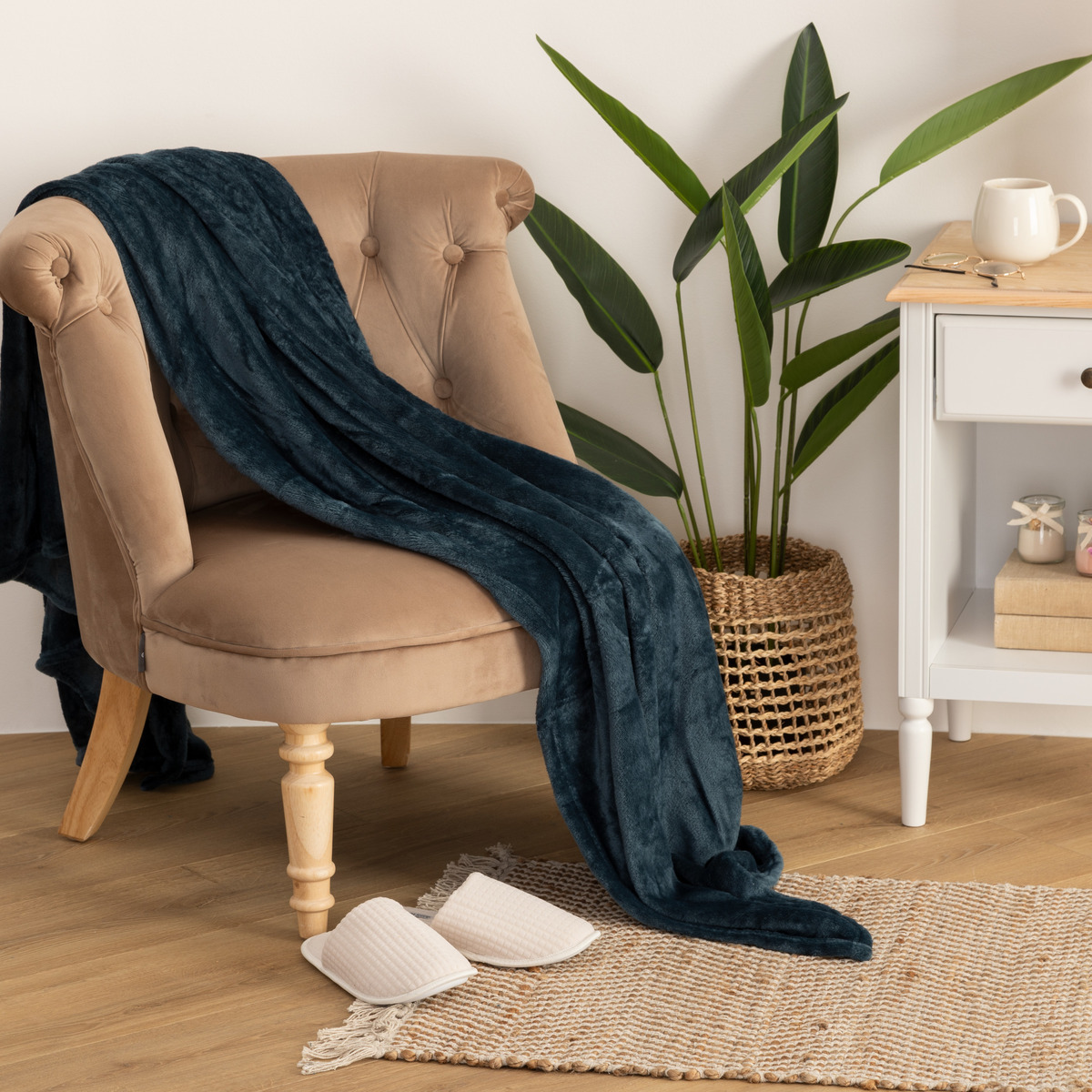 Flannel plaid Aegean Blue, 130x180 cm