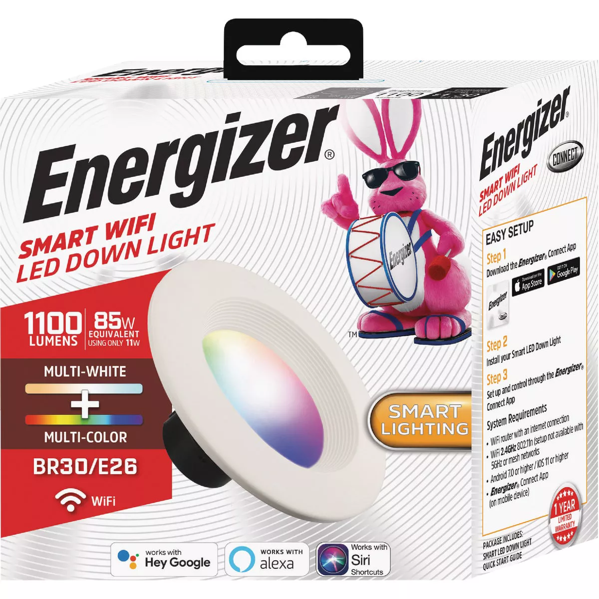 Energizer 6 In. 1100 Lm. RGB & CCT LED Smart Recessed Retrofit Light Kit
