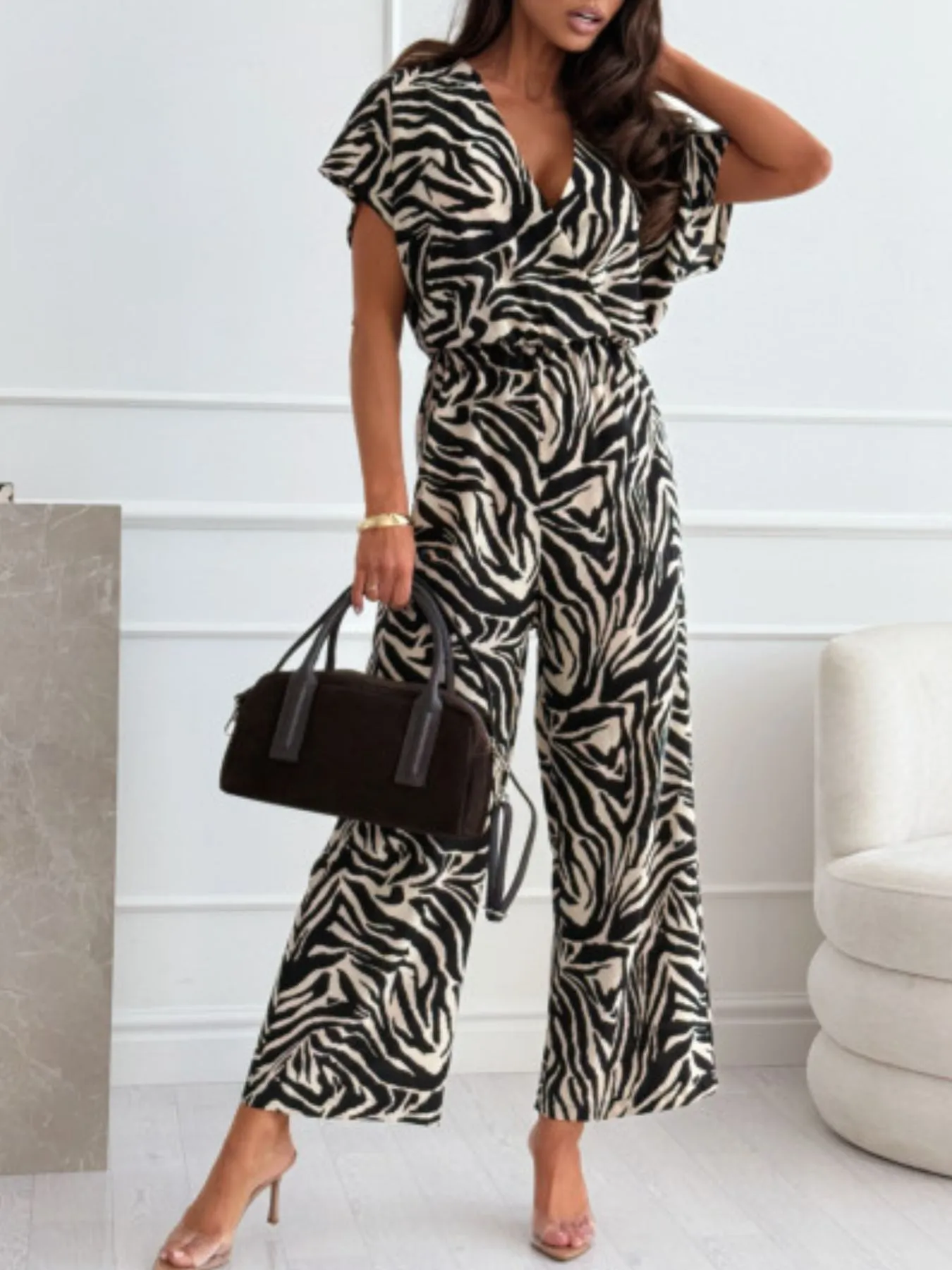 Animal Print Wide Leg Jumpsuit - ZKZOOK