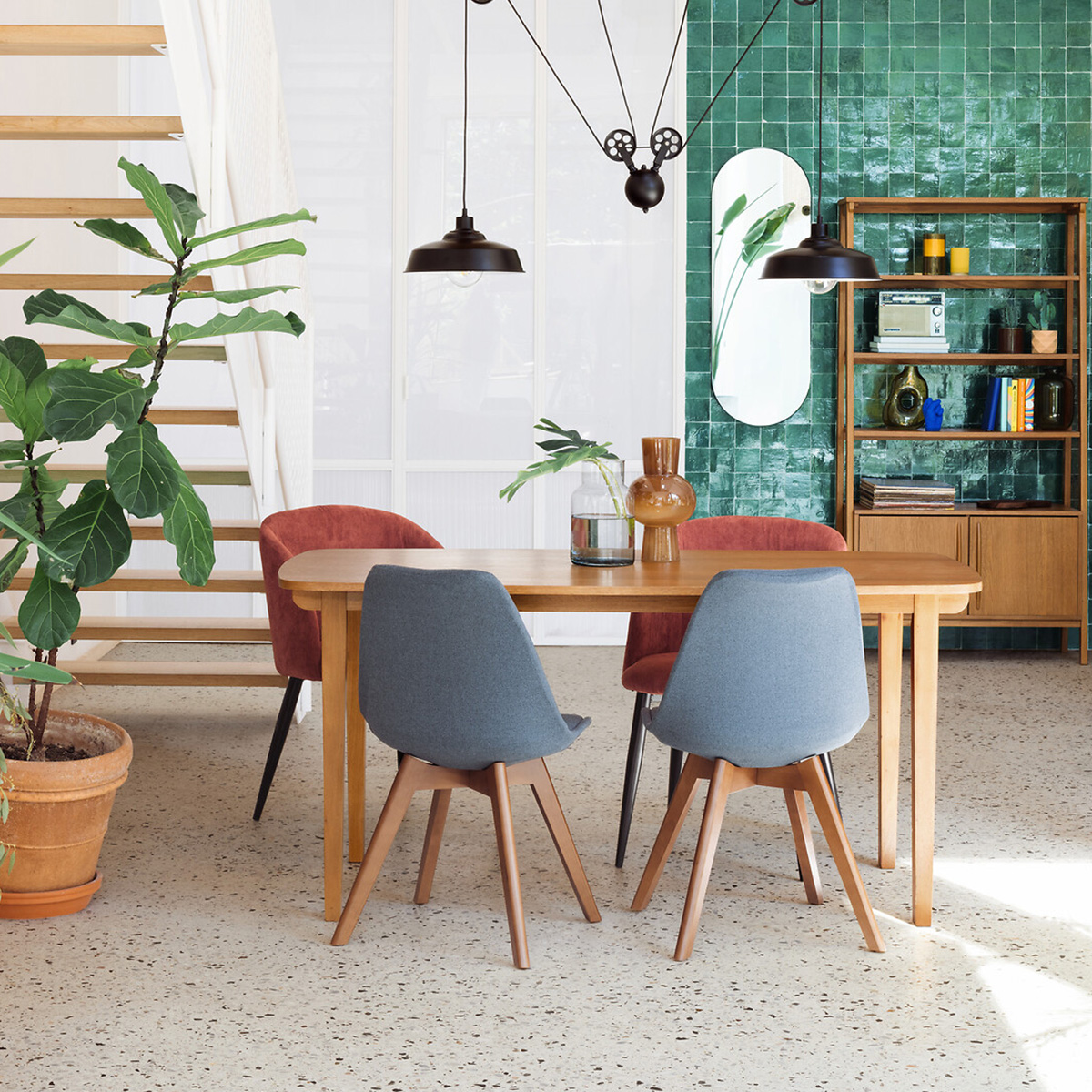 Set of 4 chairs "Baya" Beech, grey