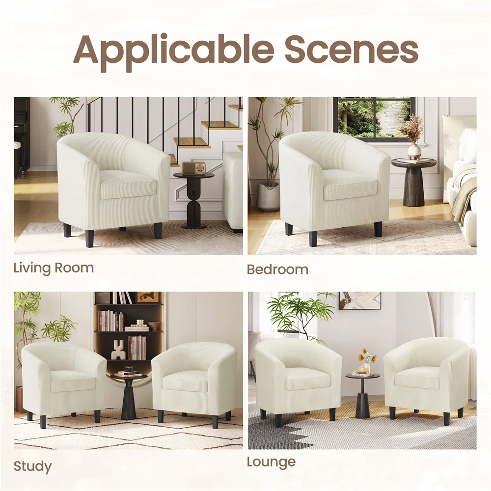 Renwick Faux Leather Barrel Accent Chair for Living Room, Set of 2, Black - Image 20