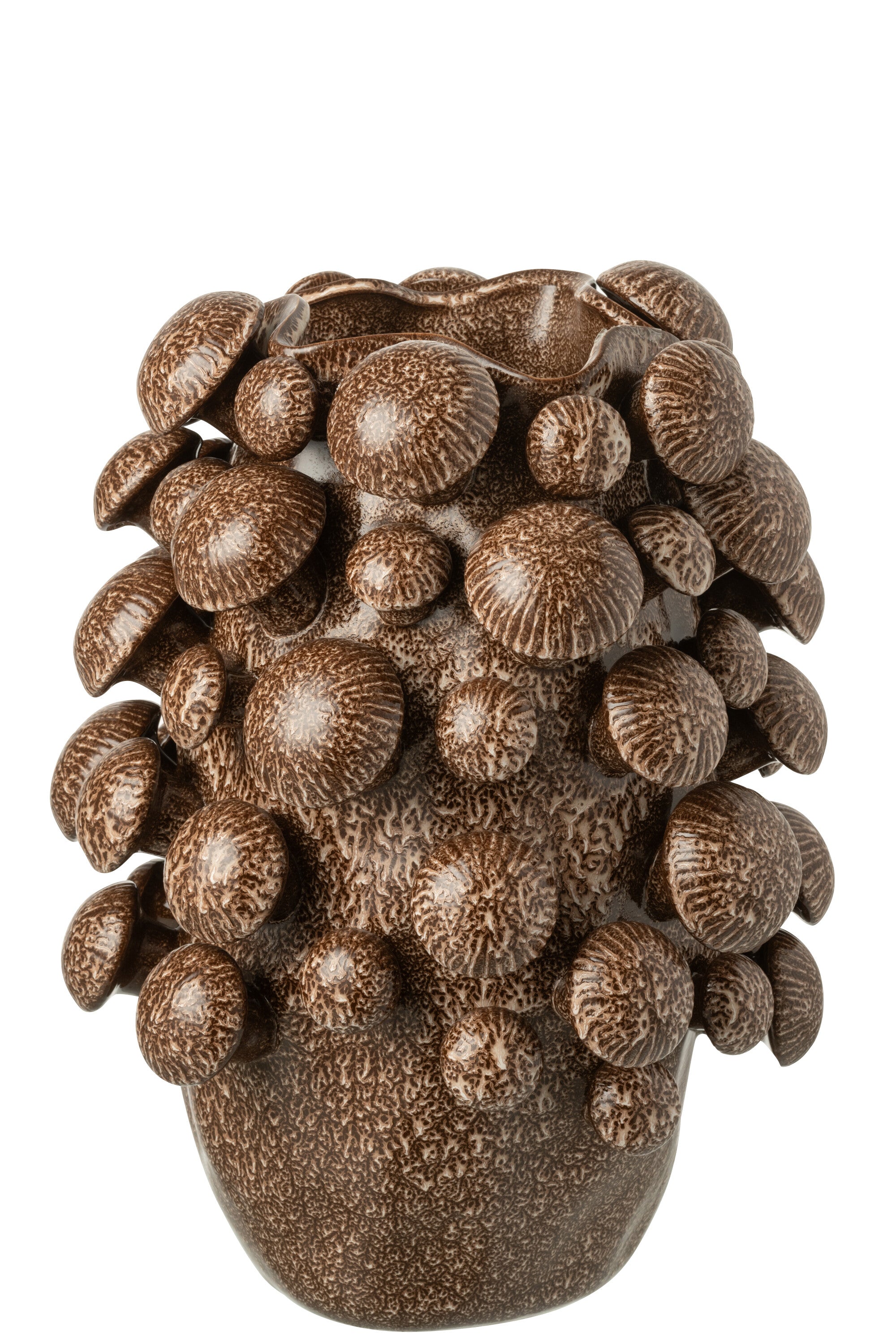 J-Line vaas Fungi - keramiek - bruin - large