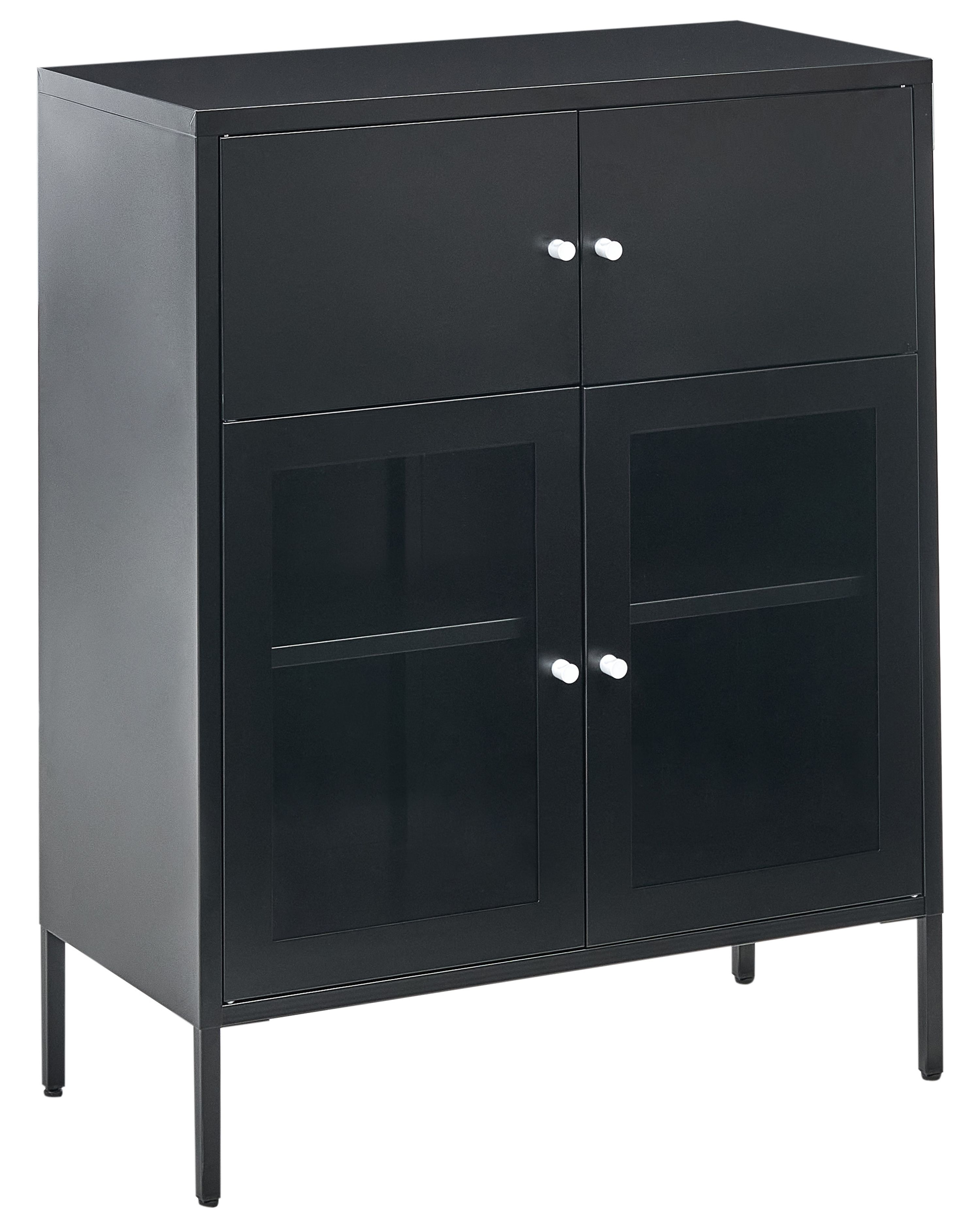 Glass Display Sideboard ESHOLT Metal 80 cm Black